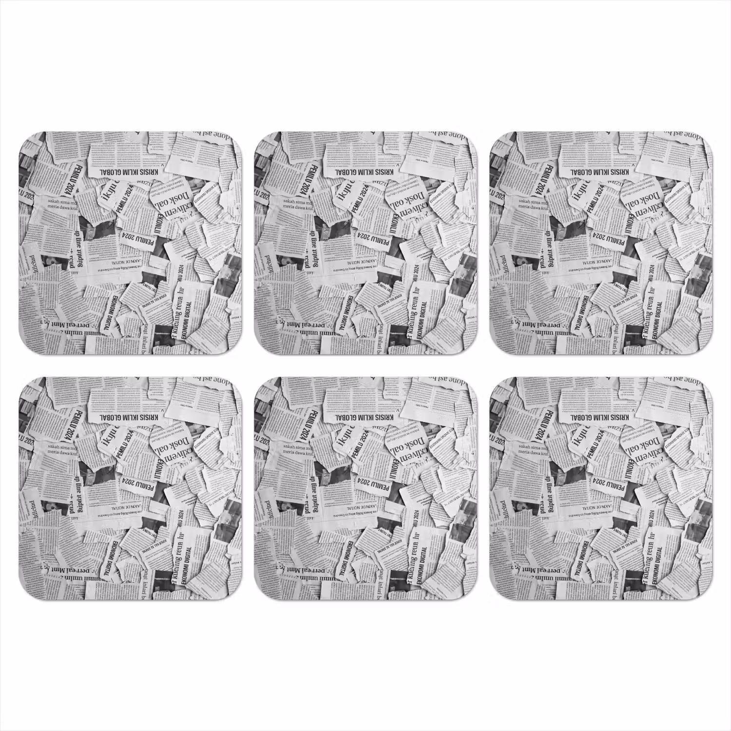 Krant - Versnipperd - Textuur - Zwart-wit - Abstract onderzetter kurk middel -3d