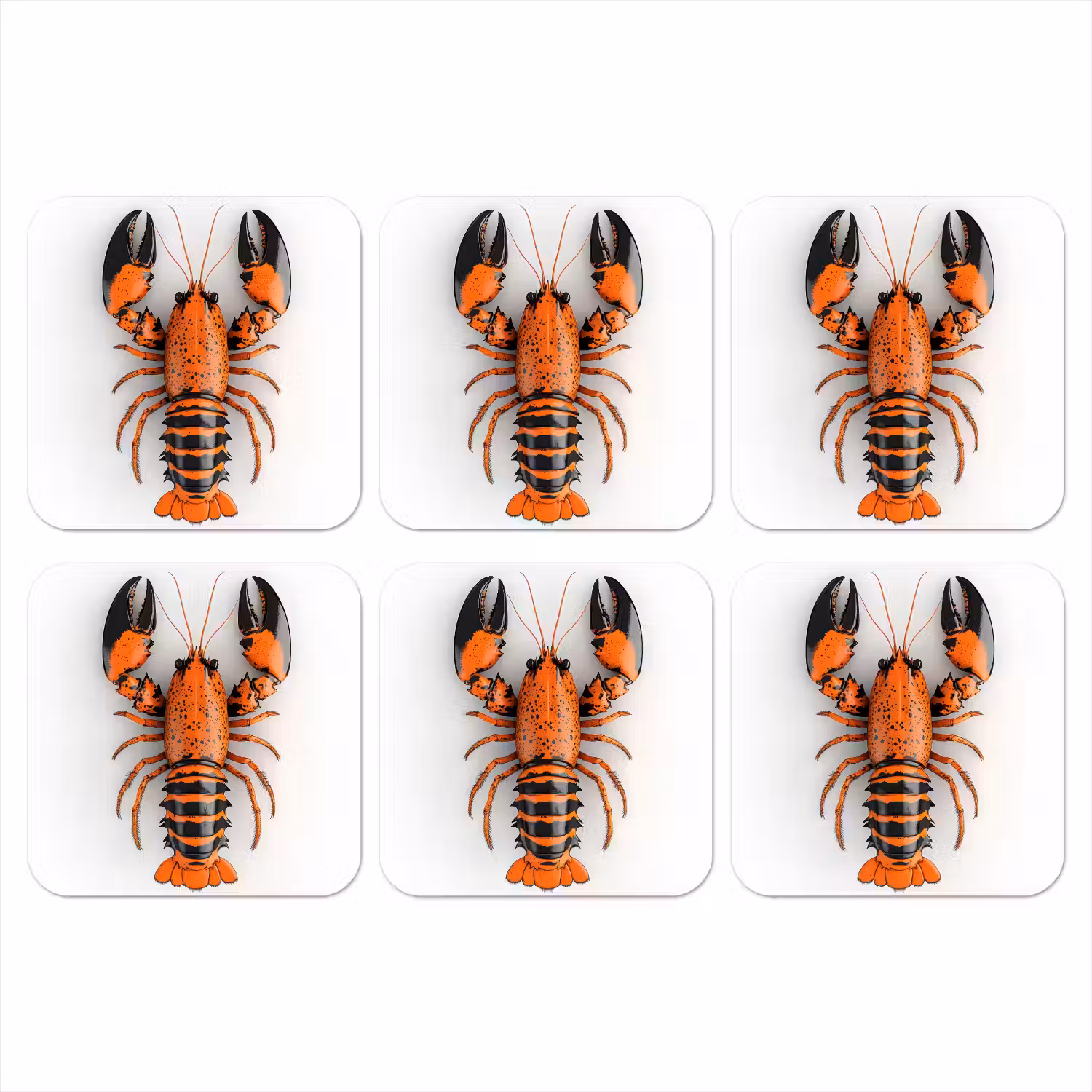 Kreeft - Zwart - Oranje - Wit - Uniek onderzetter kurk middel -3d