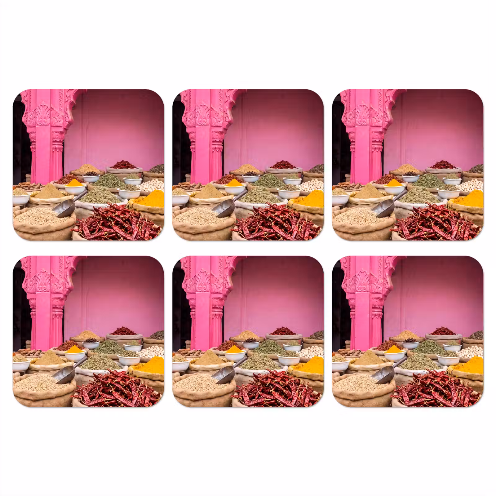 Onderzetter - Kruiden - Markt - Roze - Kruiden - Markt - Roze onderzetter kurk middel