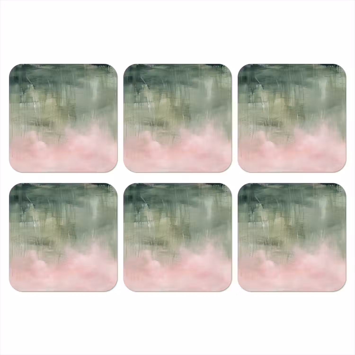 Kunst - Abstract - Modern - Groen - Roze onderzetter kurk middel -3d