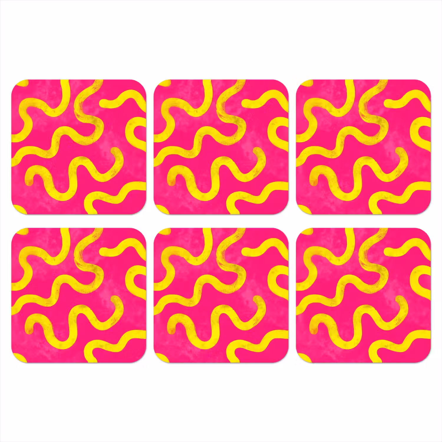 Lijn - Geel - Abstract onderzetter kurk middel -3d