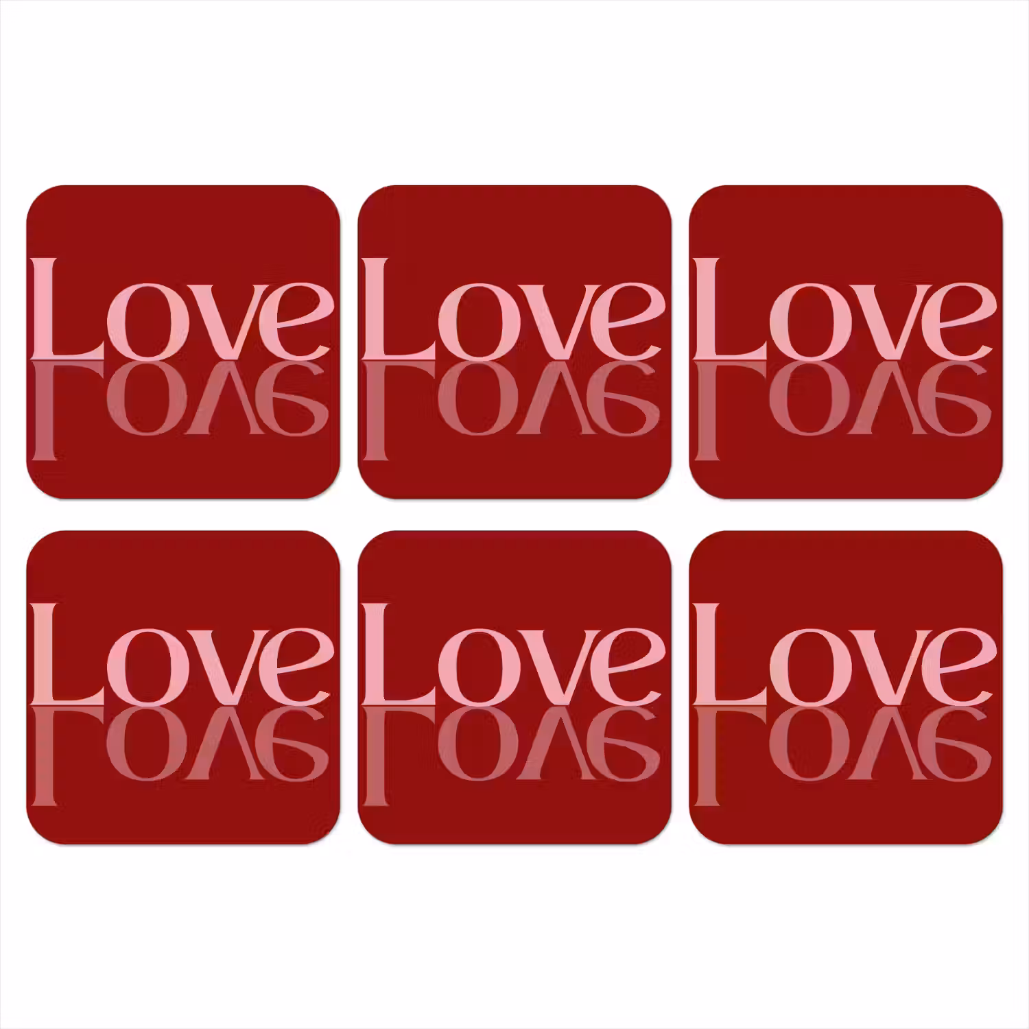 Love - Spiegeling - Rood onderzetter kurk middel -3d