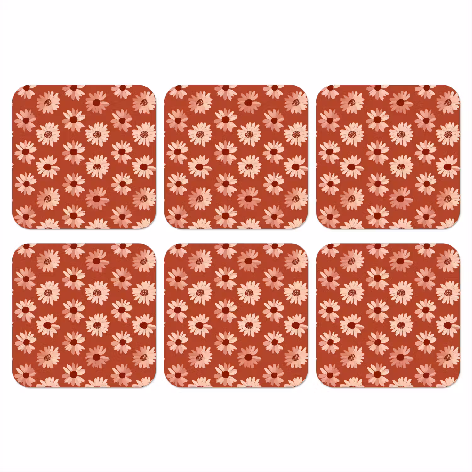 Madelief - Retro - Terracotta onderzetter kurk middel 366 -3d