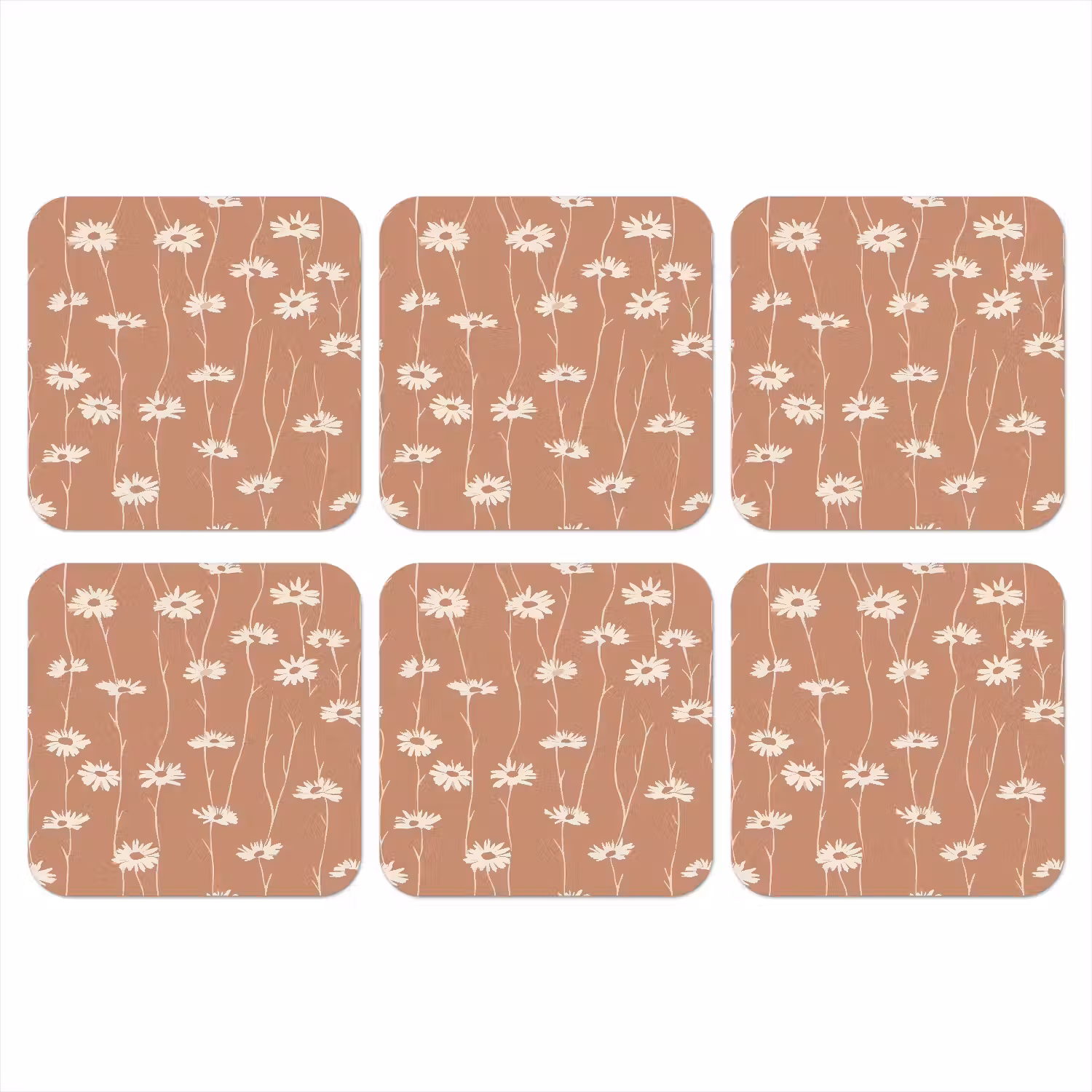 Madeliefjes - Subtiel - Terracotta onderzetter kurk middel 366 -3d