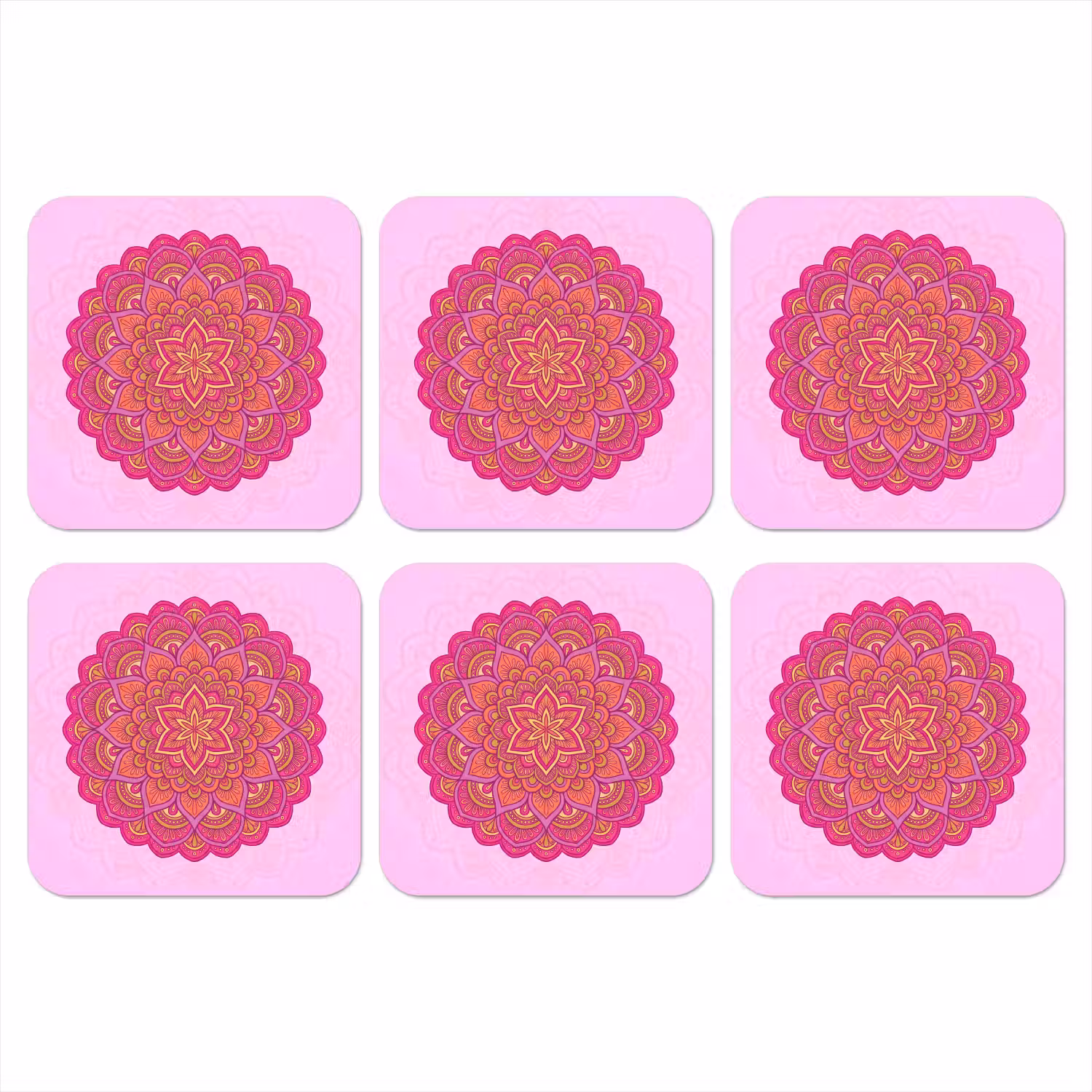 Mandala - Cirkel - Spiritueel - Oosters - Roze onderzetter kurk middel -3d