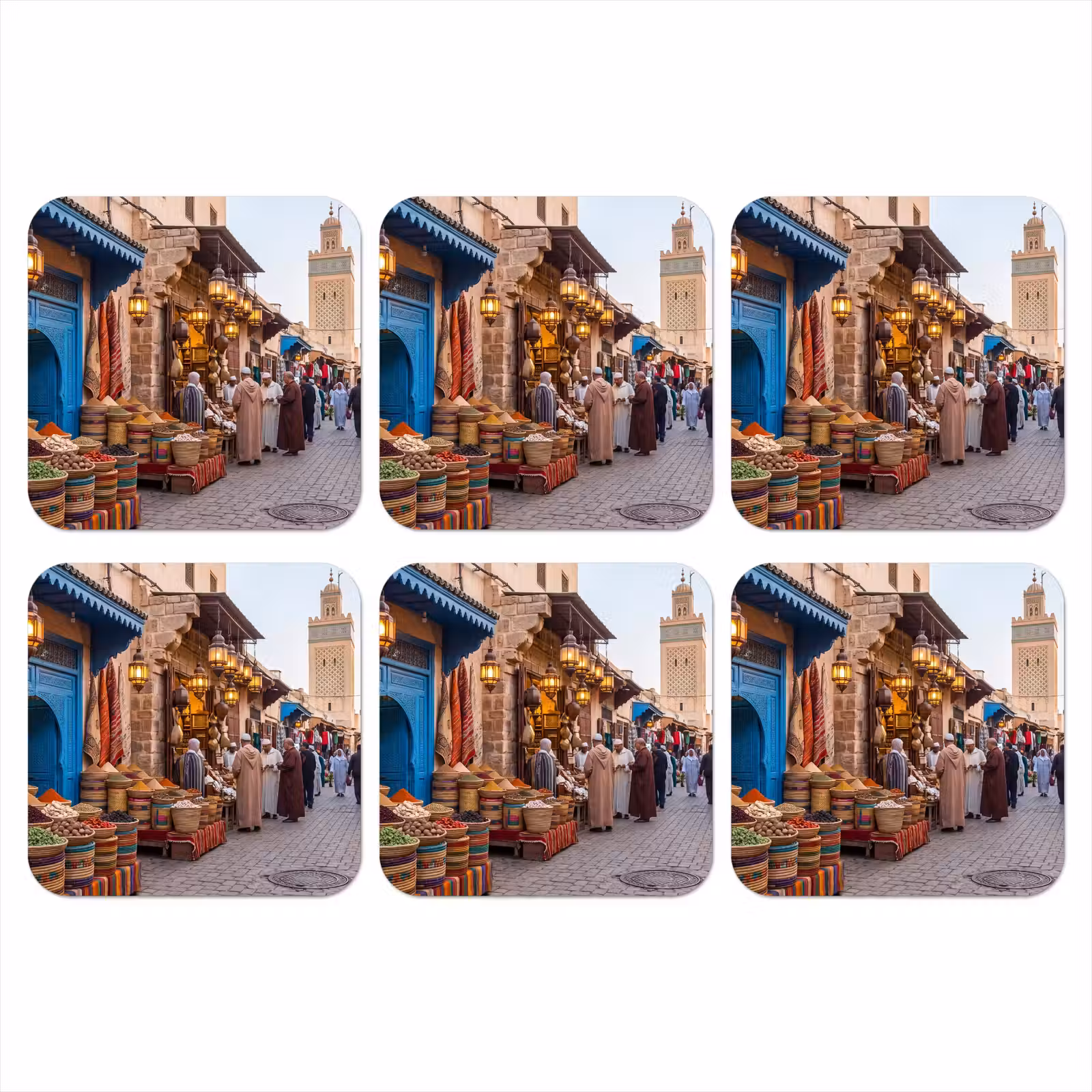 Onderzetter - Markt - Oosters - Kleurrijk - Markt - Oosters - Kleurrijk onderzetter kurk middel