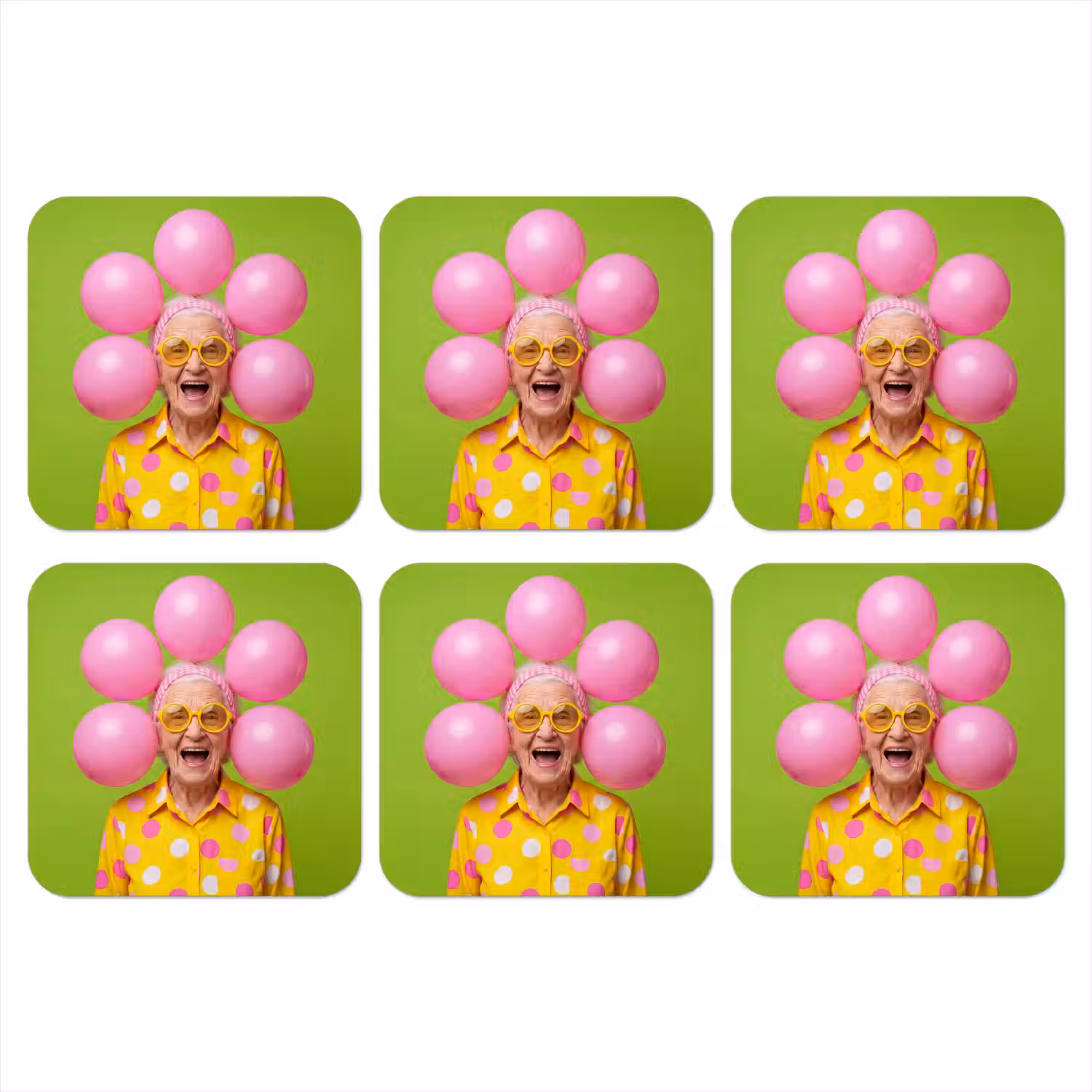 Mens - Ballonnen - Feest - Kleurrijk - Roze onderzetter kurk middel -3d