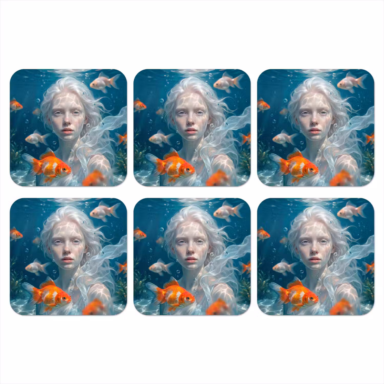 Mens - Onderwater - Vis - Modern - Blauw onderzetter kurk middel -3d