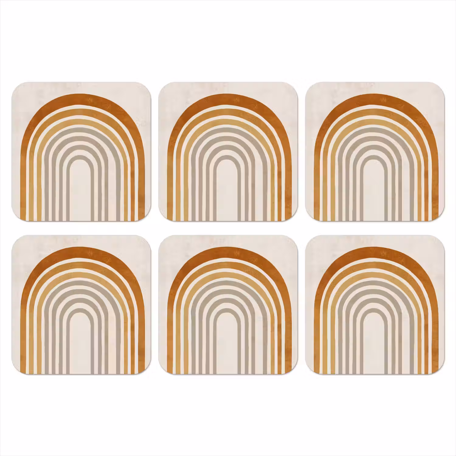 Minimalistisch - Boog - Lijnen - Beige onderzetter kurk middel -3d