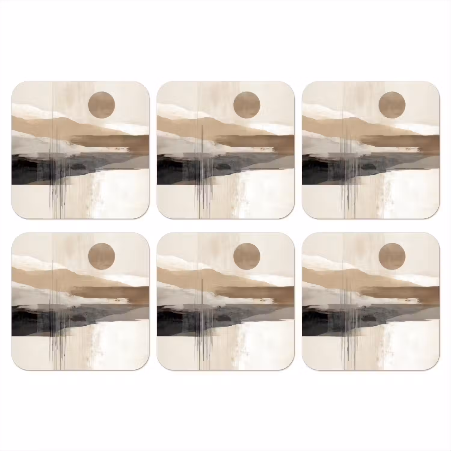 Minimalistisch - Landschap - Dimensie onderzetter kurk middel -3d
