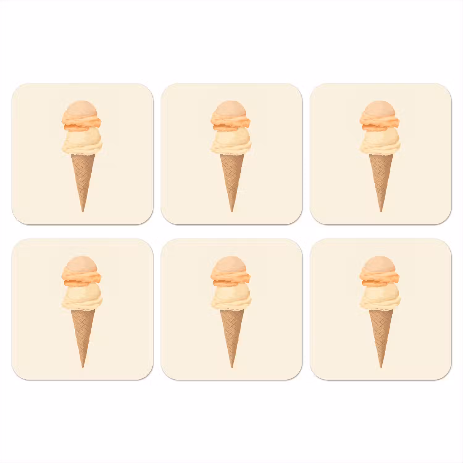 Minimalistisch - Schepijs - Hoorntje - Beige onderzetter kurk middel -3d