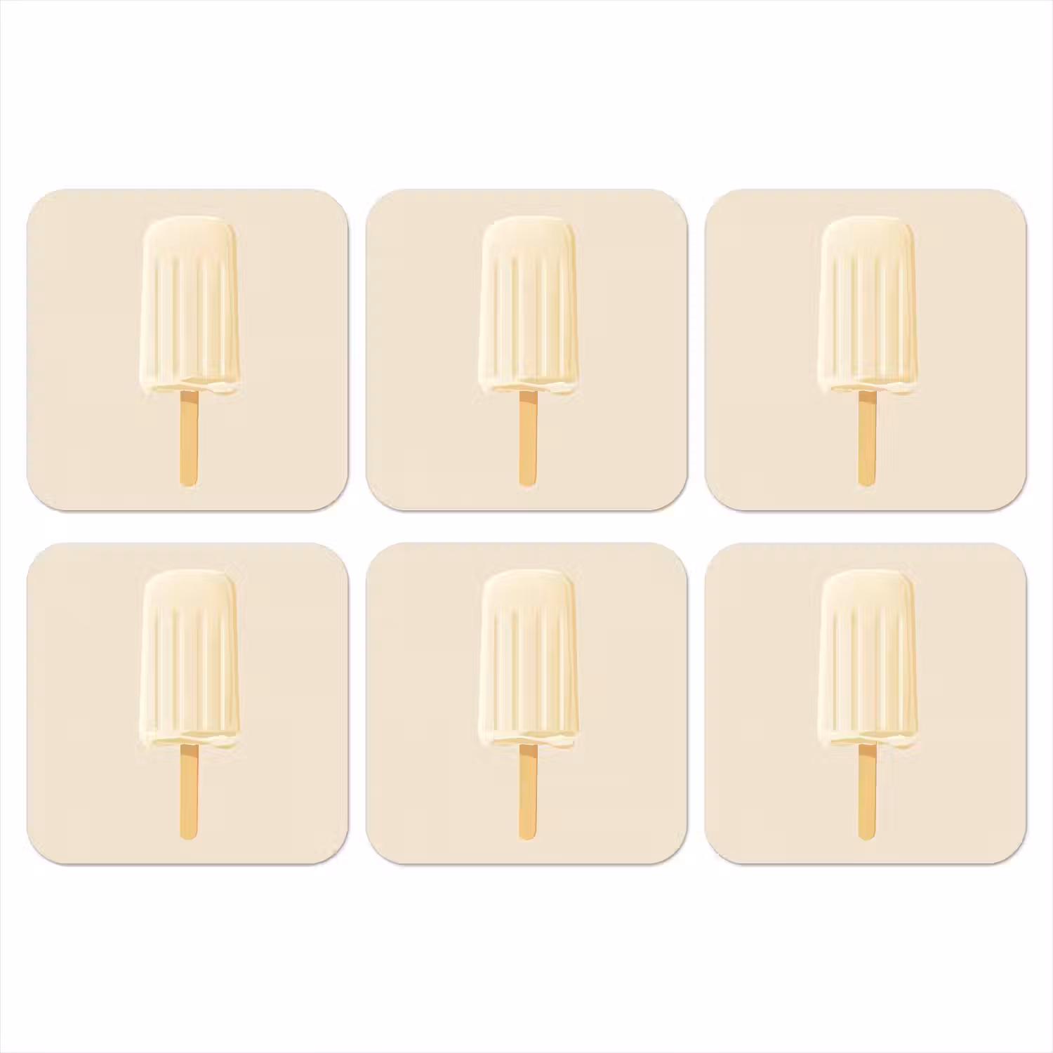 Minimalistisch - Waterijsje - Stokje - Beige onderzetter kurk middel -3d