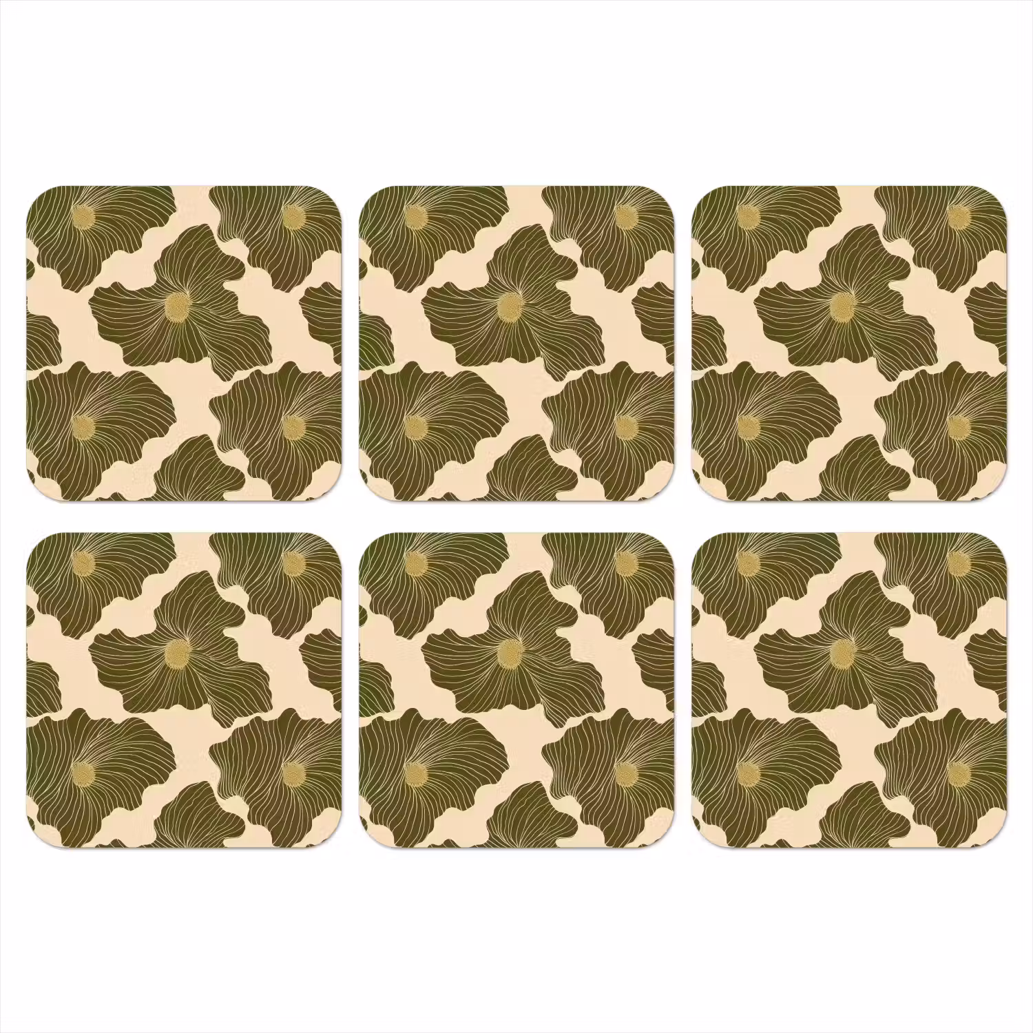 Modern - Abstract - Groen onderzetter kurk middel 366 -3d