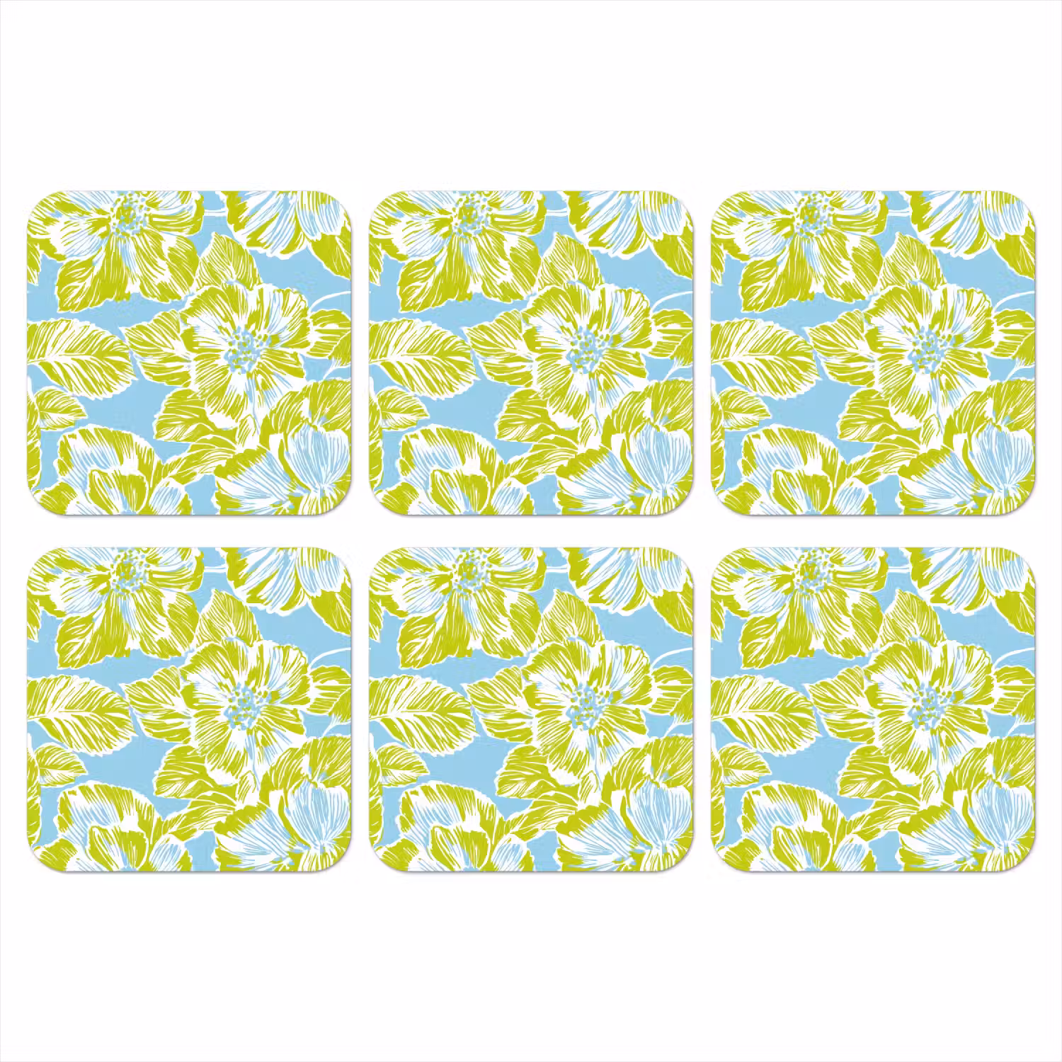 Modern - Bloemen - Groen onderzetter kurk middel 366 -3d