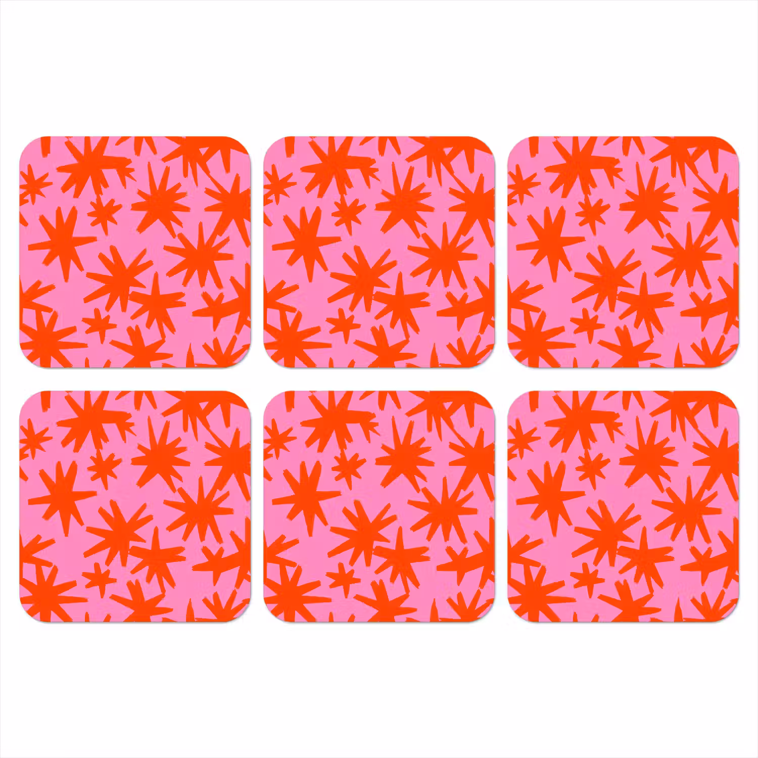 Modern - Sterren - Roze onderzetter kurk middel 366 -3d