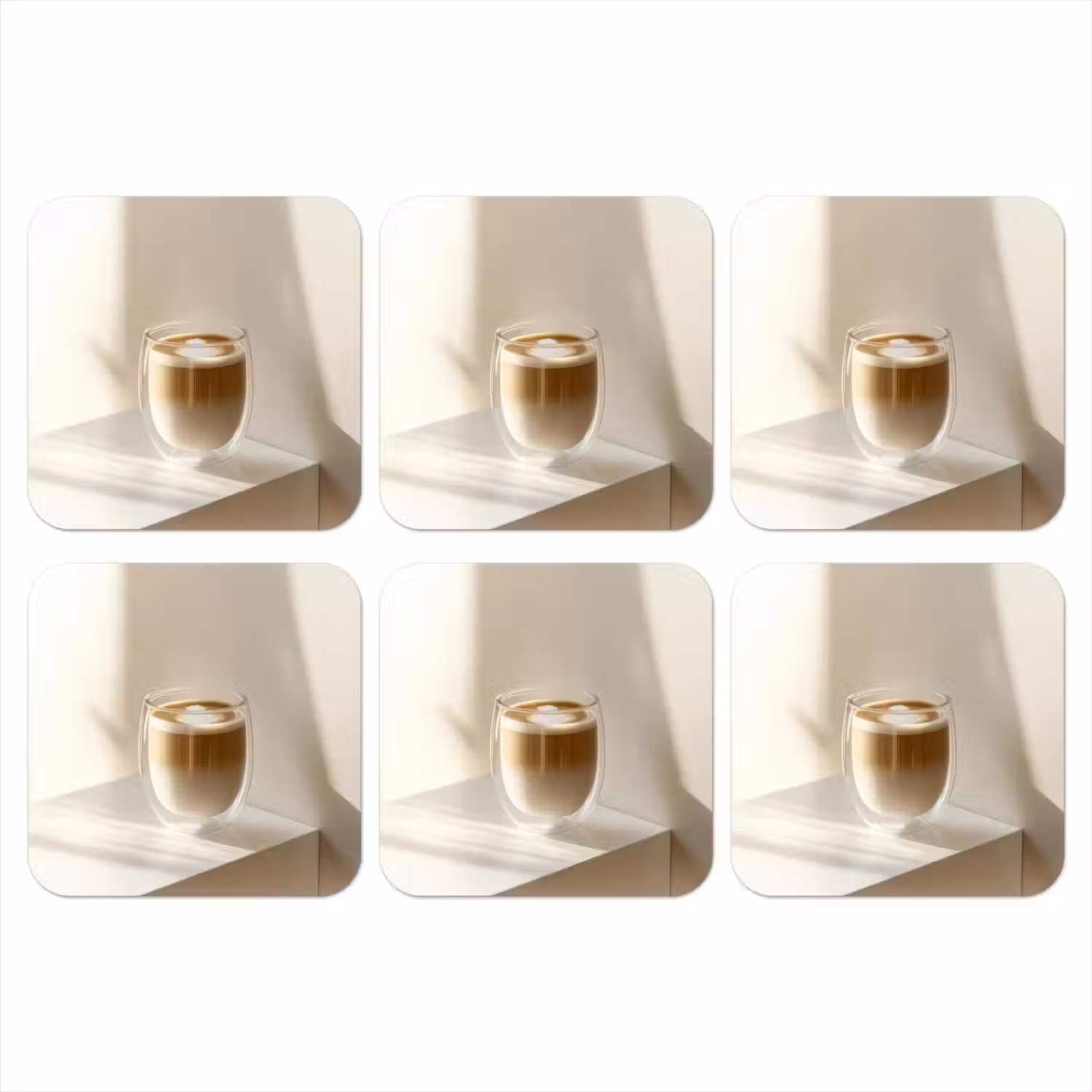 Mok - Latte - Minimalistisch - Schaduw onderzetter kurk middel -3d