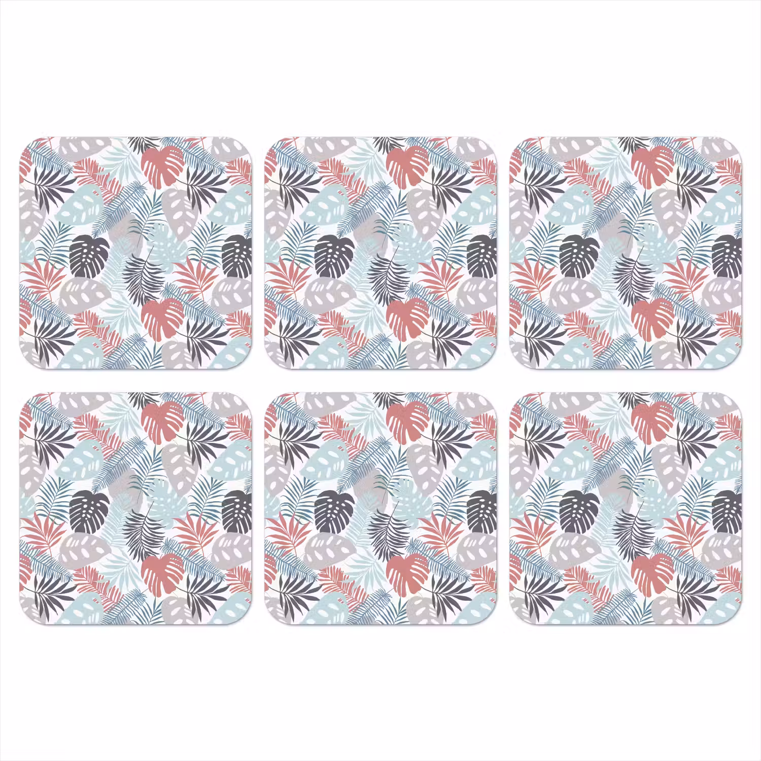 Monstera - Pastel - Bladeren - Tropical onderzetter kurk middel -3d