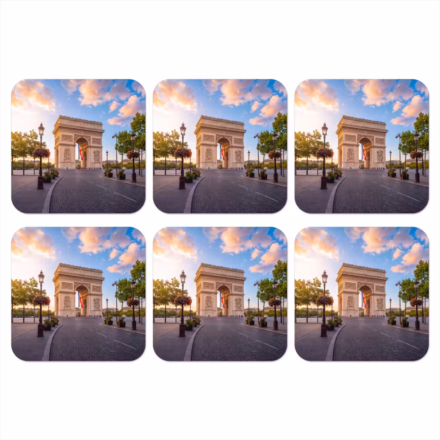 Monument - Parijs - Zonsondergang - Architectuur - Goud onderzetter kurk middel -3d