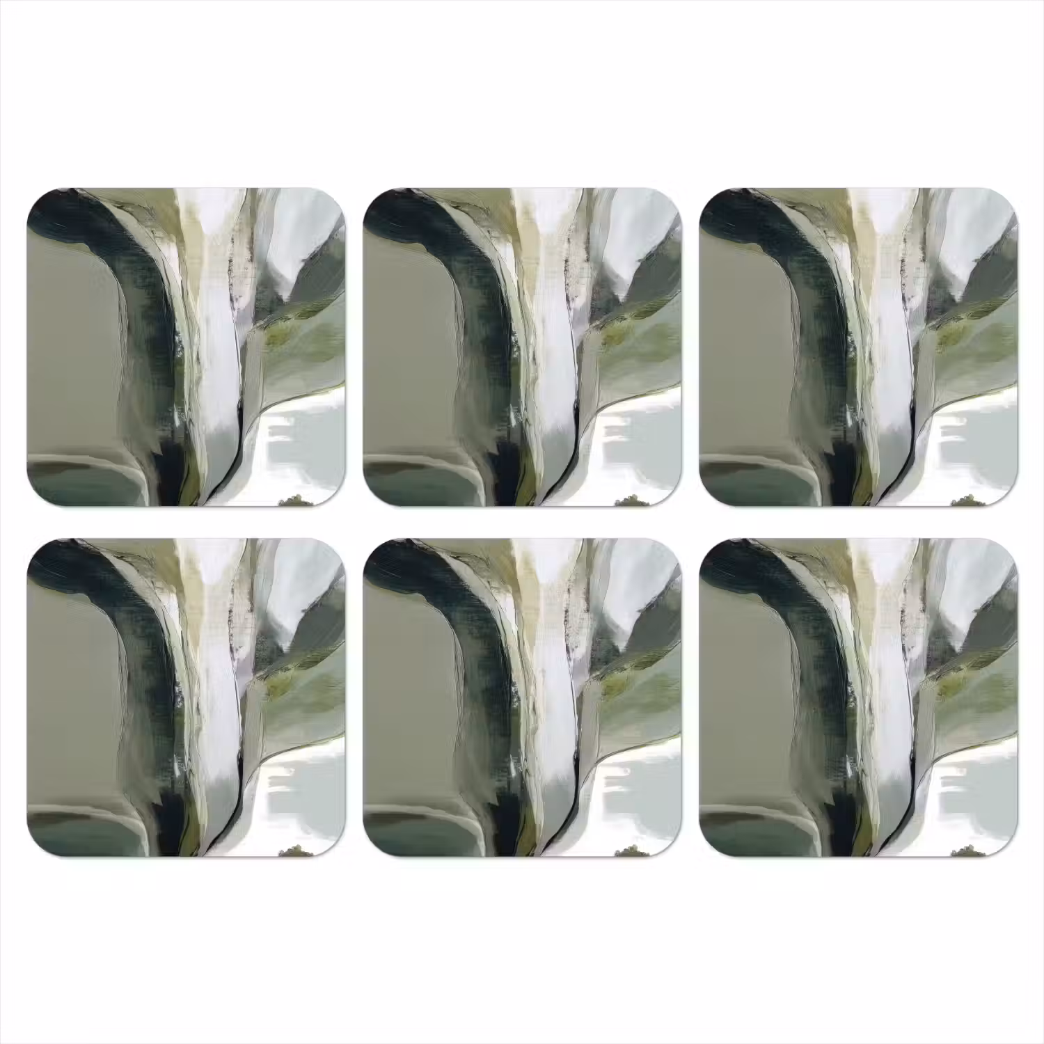 Natuur - Abstract - Groen - Penseelstreken onderzetter kurk middel -3d