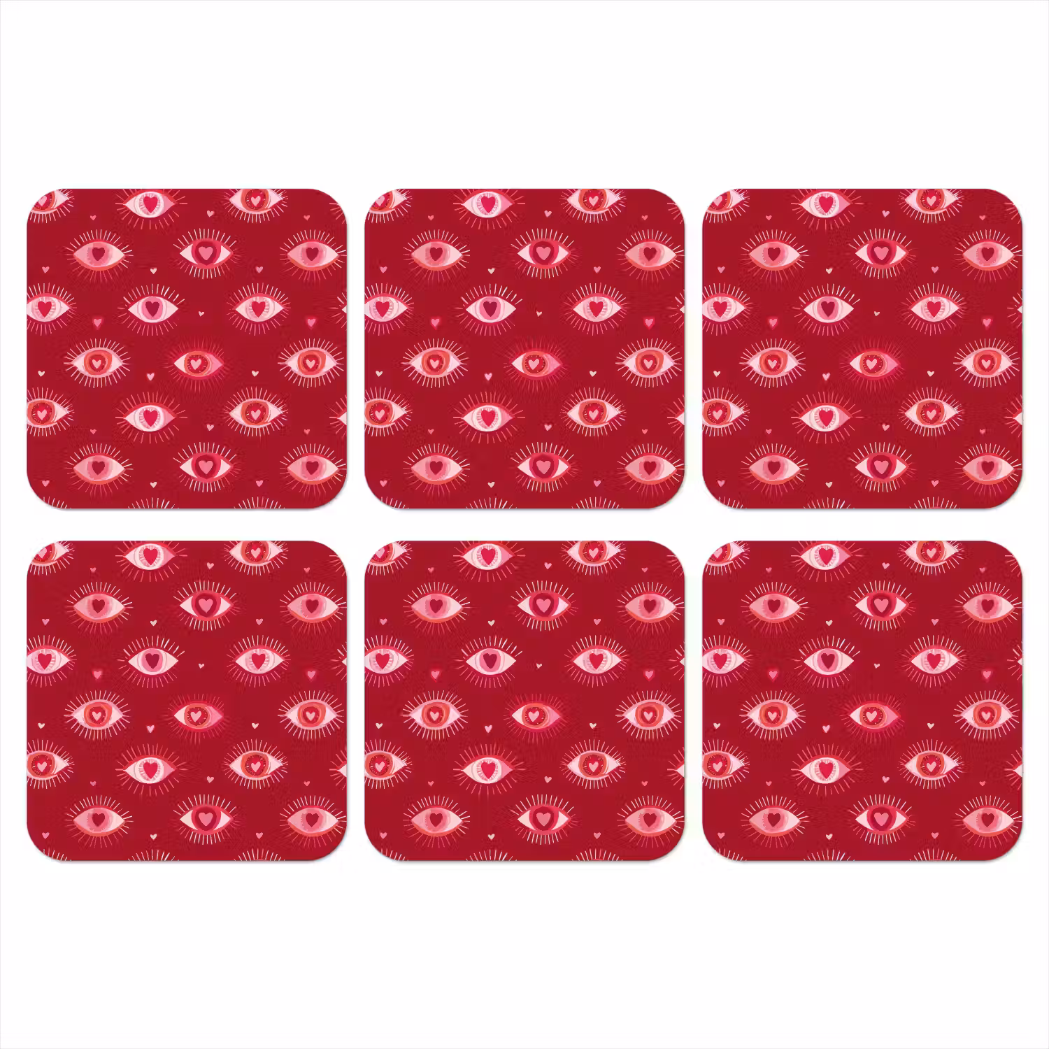 Ogen - Patroon - Roze - Donkerrood onderzetter kurk middel 366 -3d