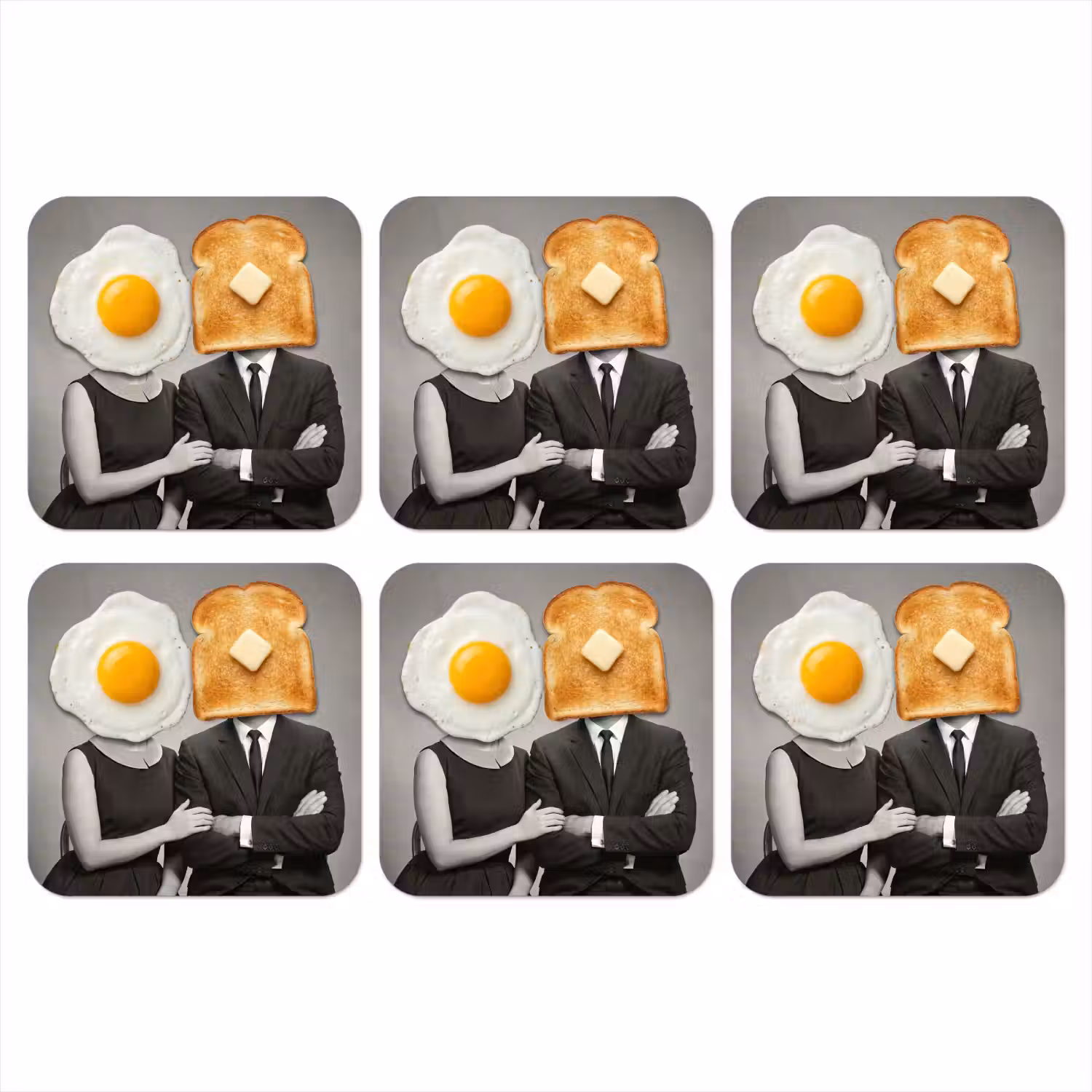 Ontbijt - Koppel - Ei - Brood onderzetter kurk middel -3d