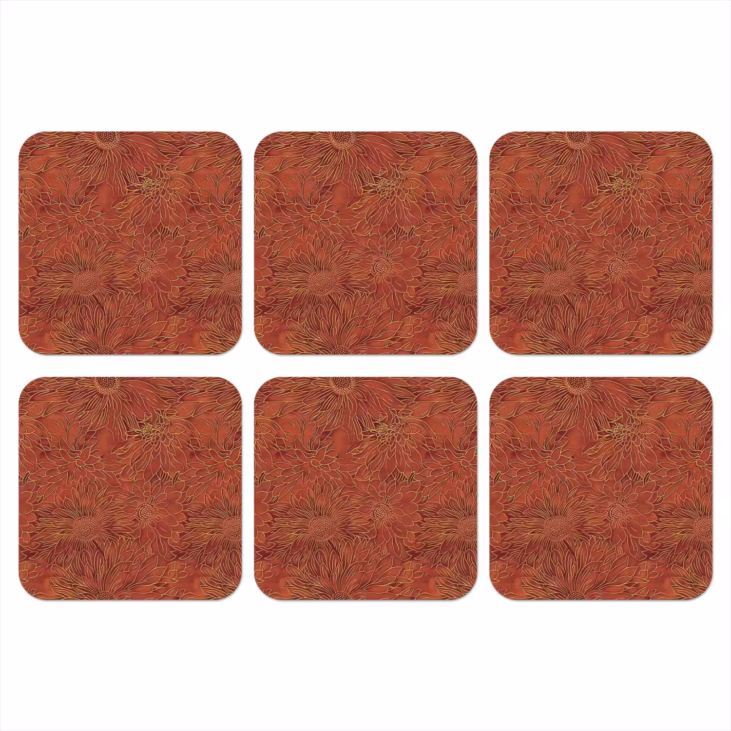 Oosters - Bloemen - Terracotta onderzetter kurk middel 366 -3d