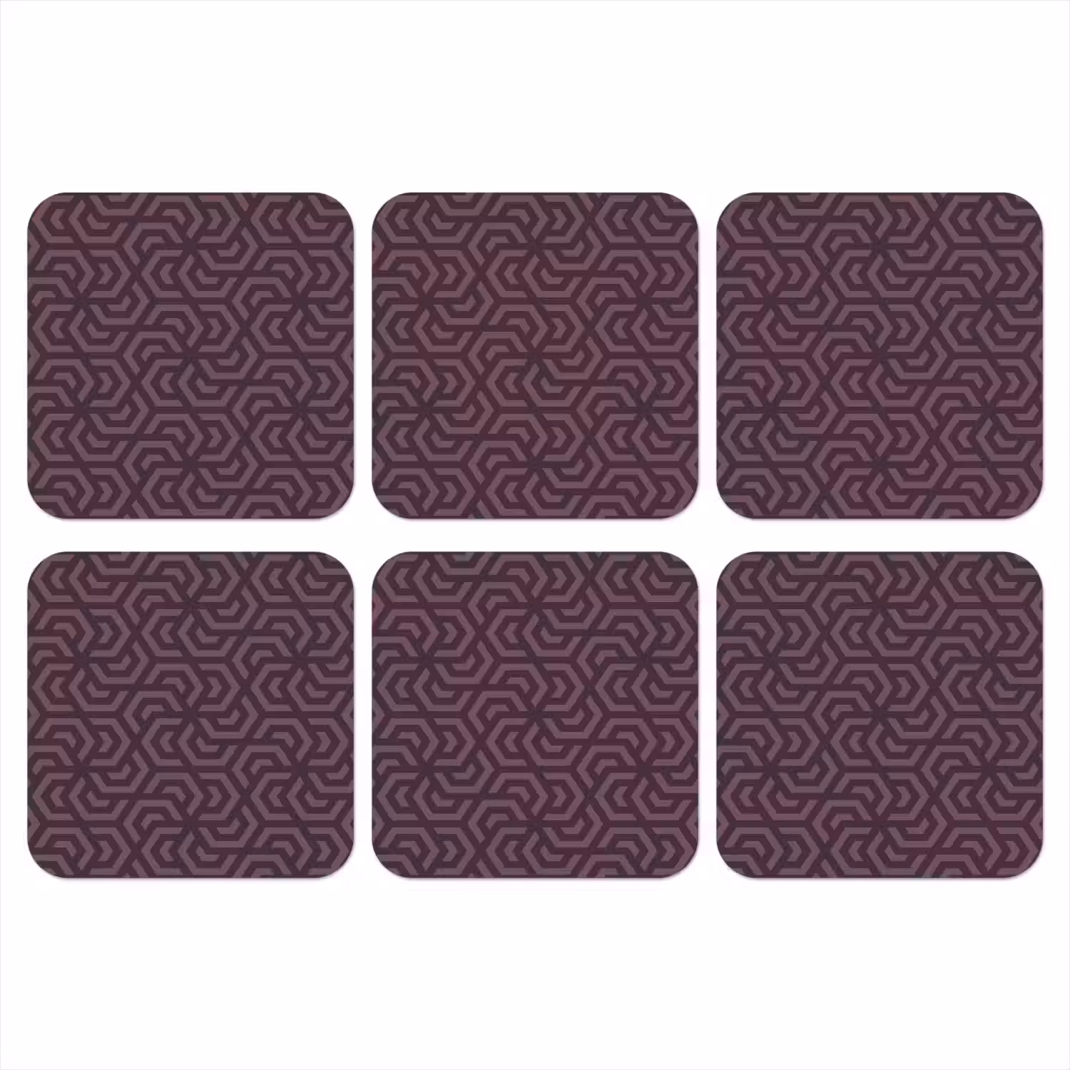 Paars - Geometrisch - Patroon - Donker onderzetter kurk middel 366 -3d