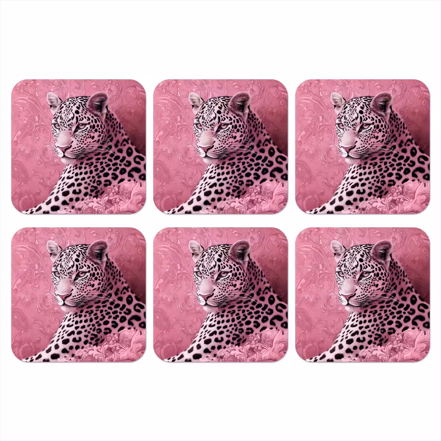 Panter - Luxe - Roze onderzetter kurk middel -3d