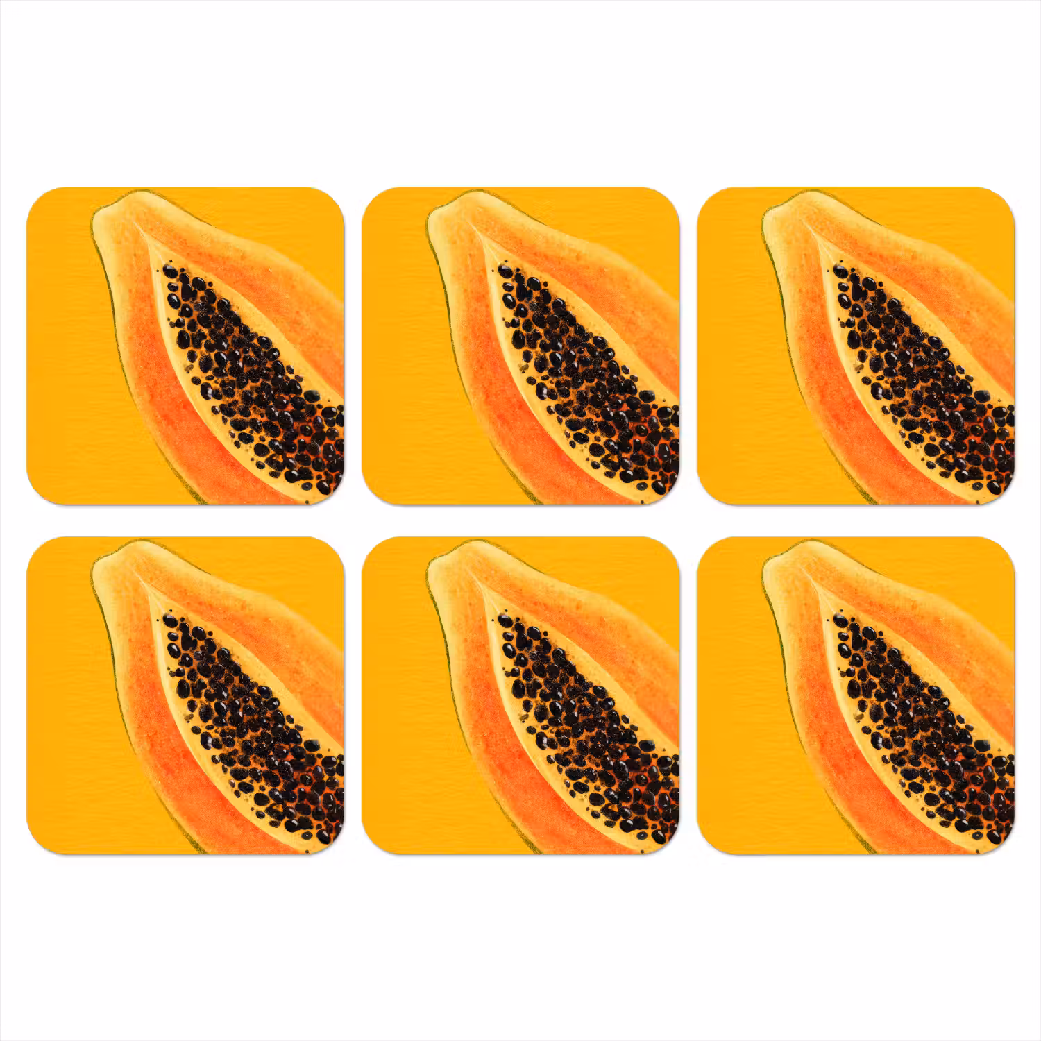 Papaja - Oranje - Topisch onderzetter kurk middel -3d