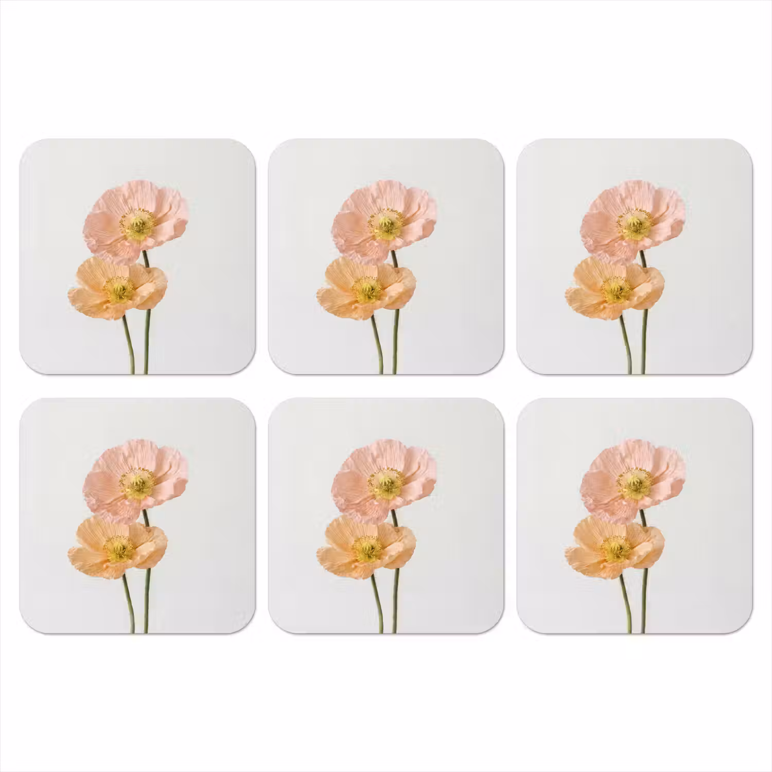 Papavers - Botanisch - Roze onderzetter kurk middel -3d