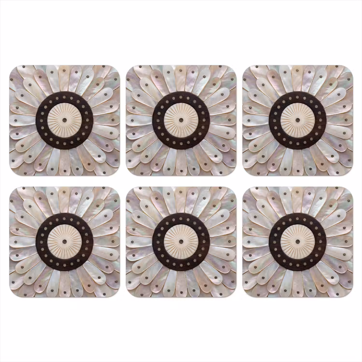 Parelmoer - Patroon - Decoratie - Ambacht - Wit onderzetter kurk middel -3d