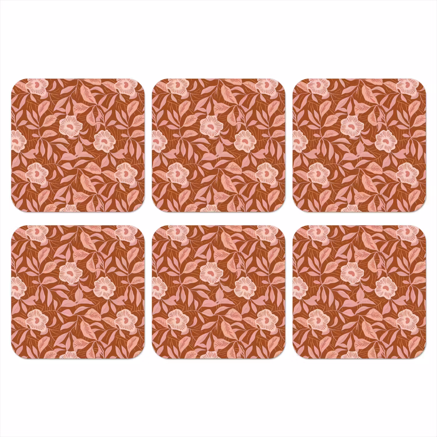 Patroon - Bladeren - Terracotta onderzetter kurk middel 366 -3d