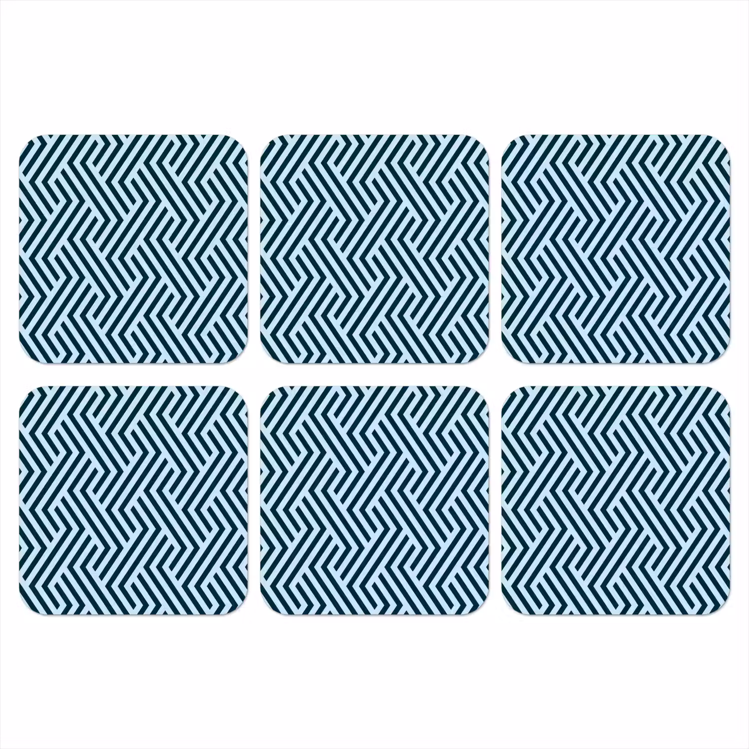 Patroon - Blauw - Lijnen - Zigzag onderzetter kurk middel 366 -3d