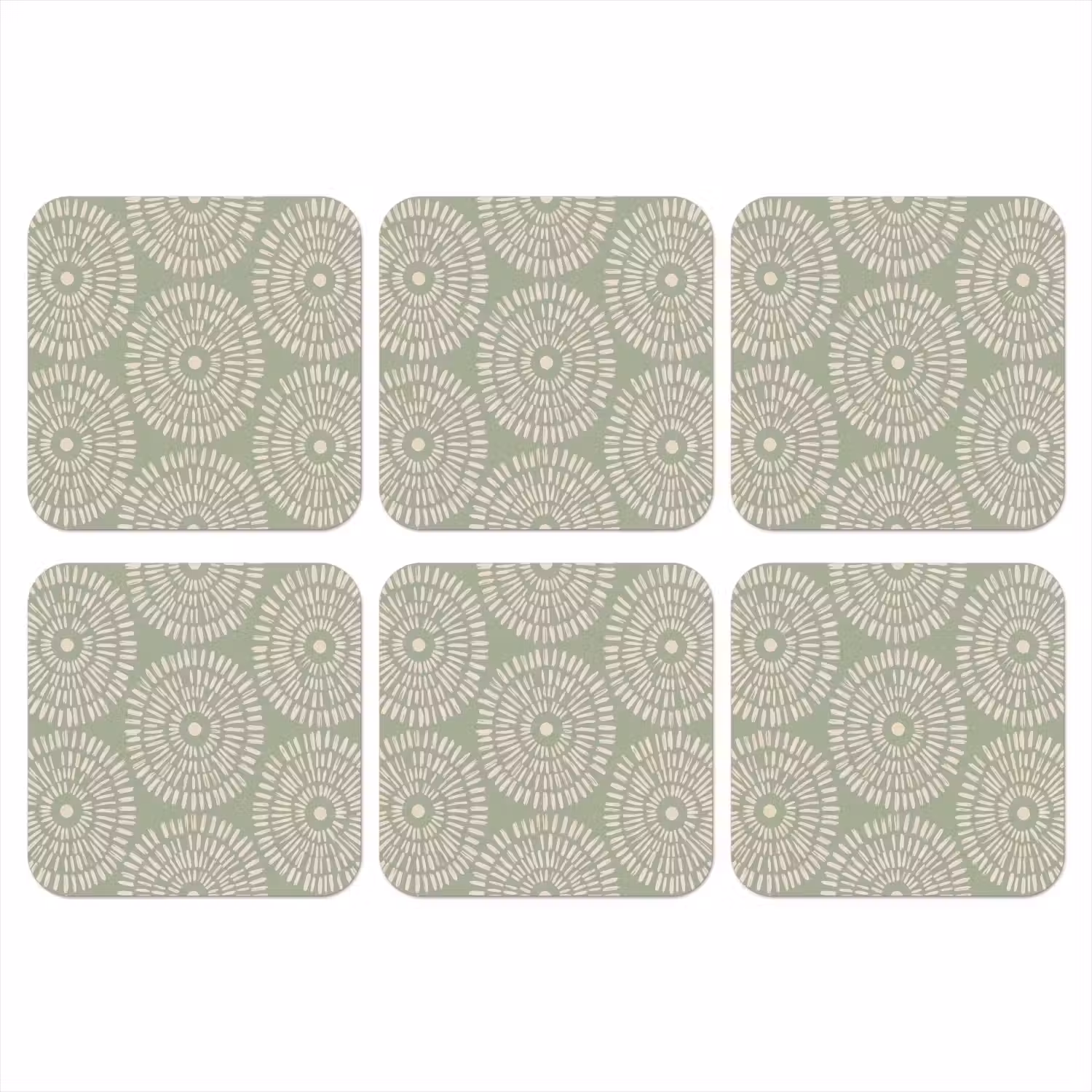 Patroon - Cirkels - Abstract - Modern - Groen onderzetter kurk middel -3d