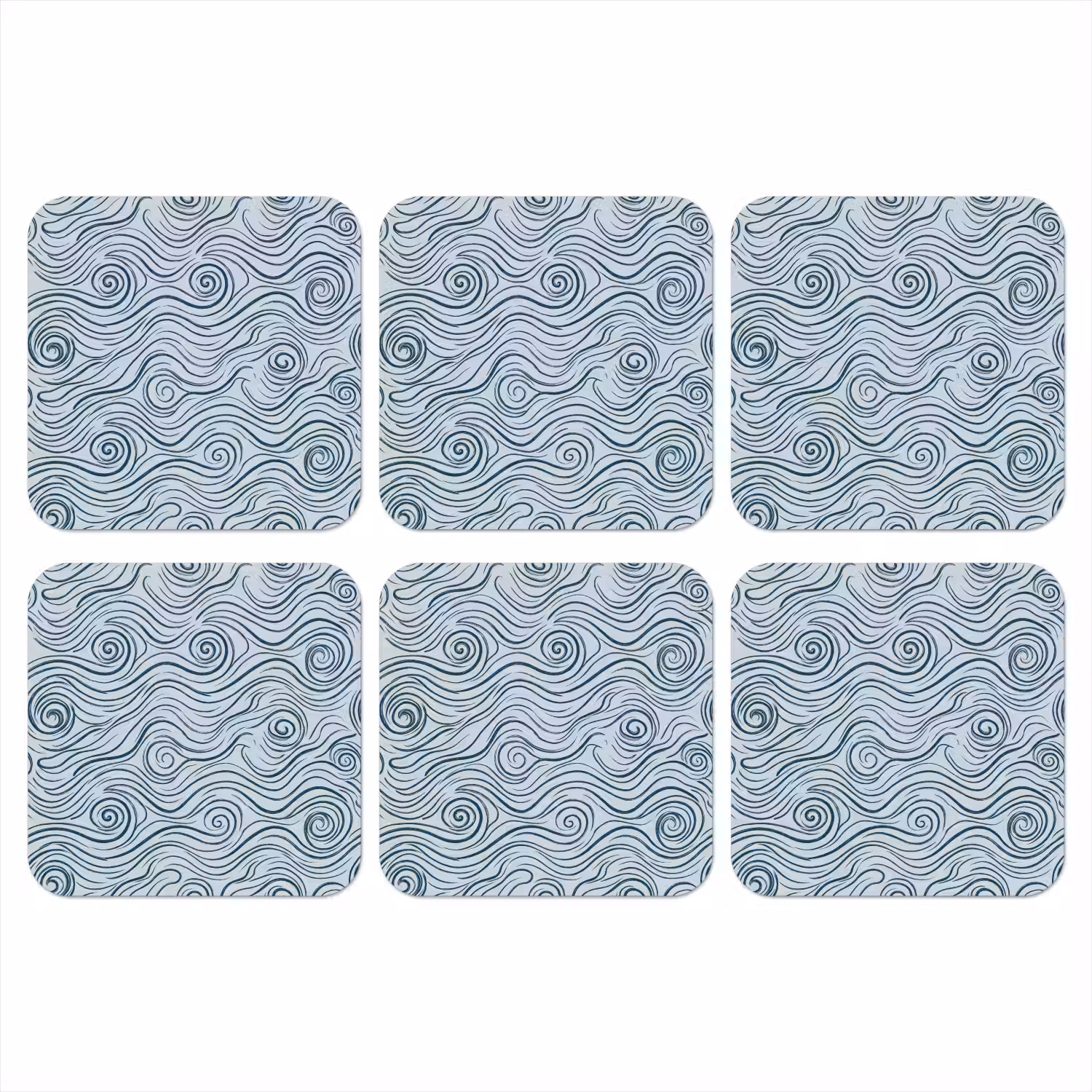 Patroon - Golven - Abstract - Modern - Blauw onderzetter kurk middel -3d
