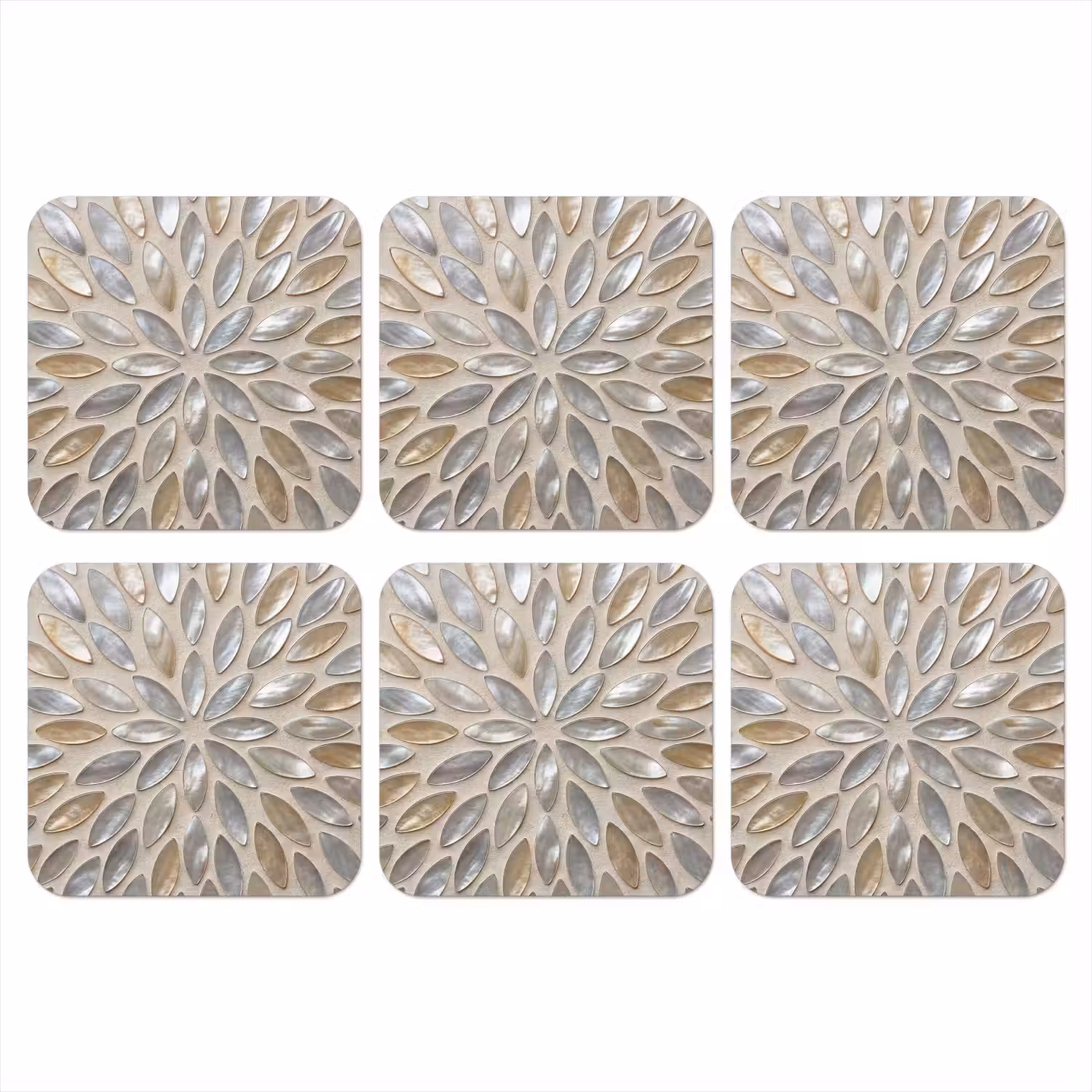 Patroon - Ovaal - Glanzend - Abstract - Beige onderzetter kurk middel -3d