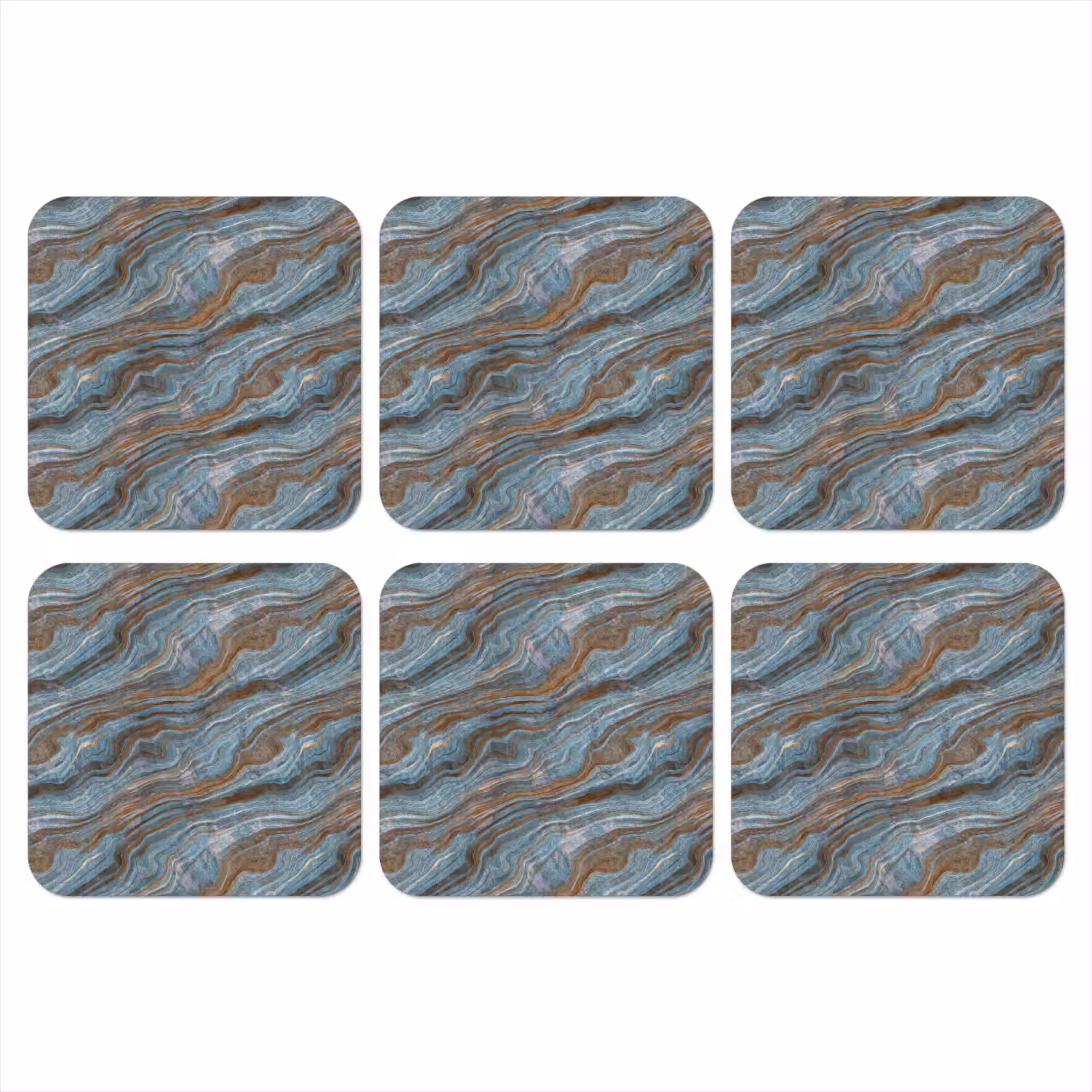 Patroon - Steen - Blauw onderzetter kurk middel 366 -3d