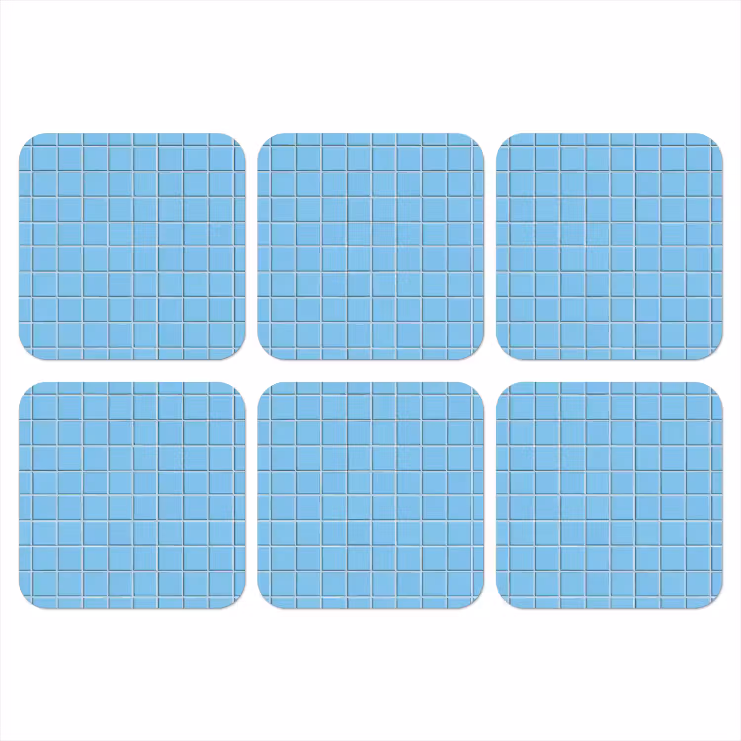 Patroon - Tegel - Pastel - Blauw onderzetter kurk middel 366 -3d