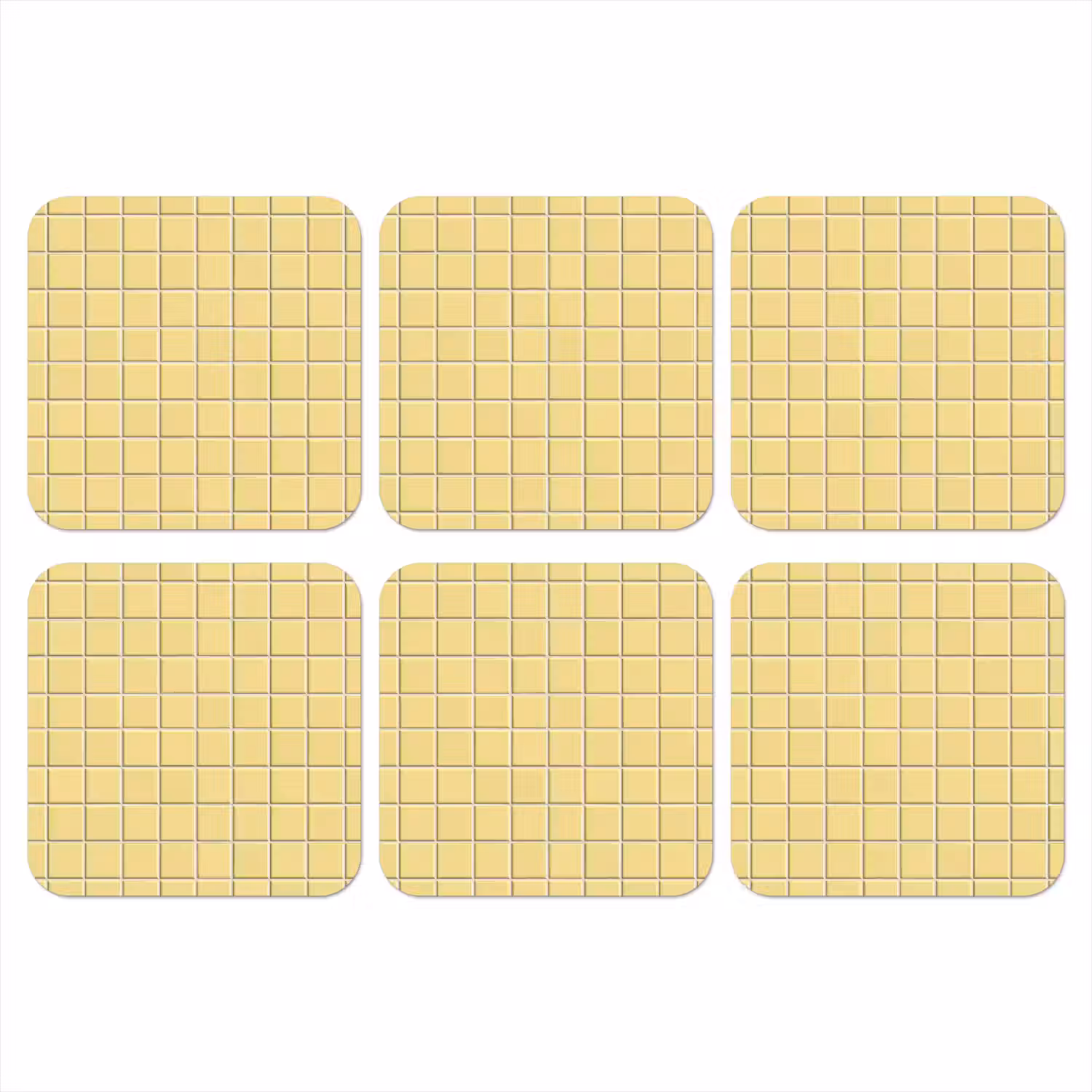Patroon - Tegels - Geel onderzetter kurk middel 366 -3d