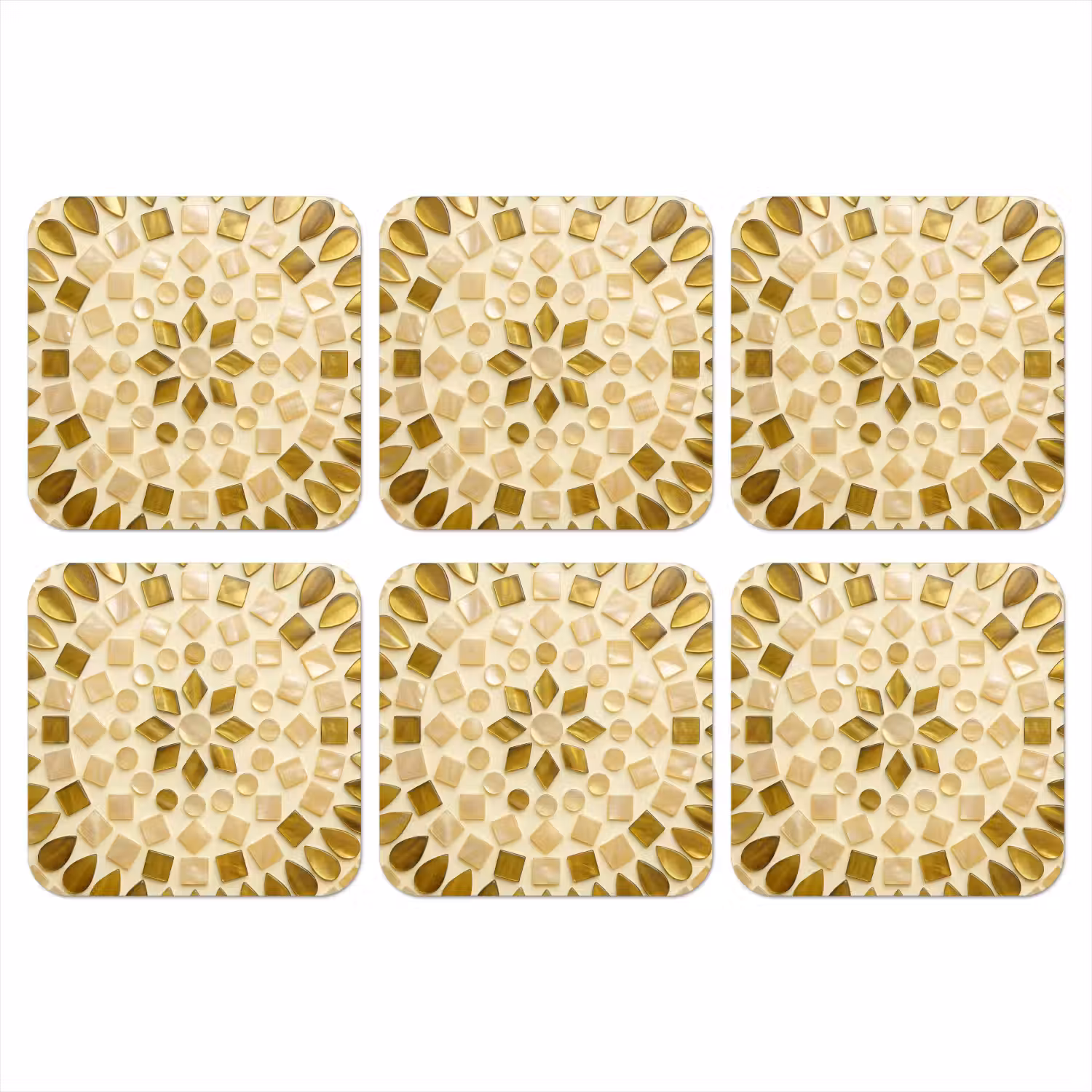Patroon - Vormen - Mozaïek - Abstract - Goud onderzetter kurk middel -3d