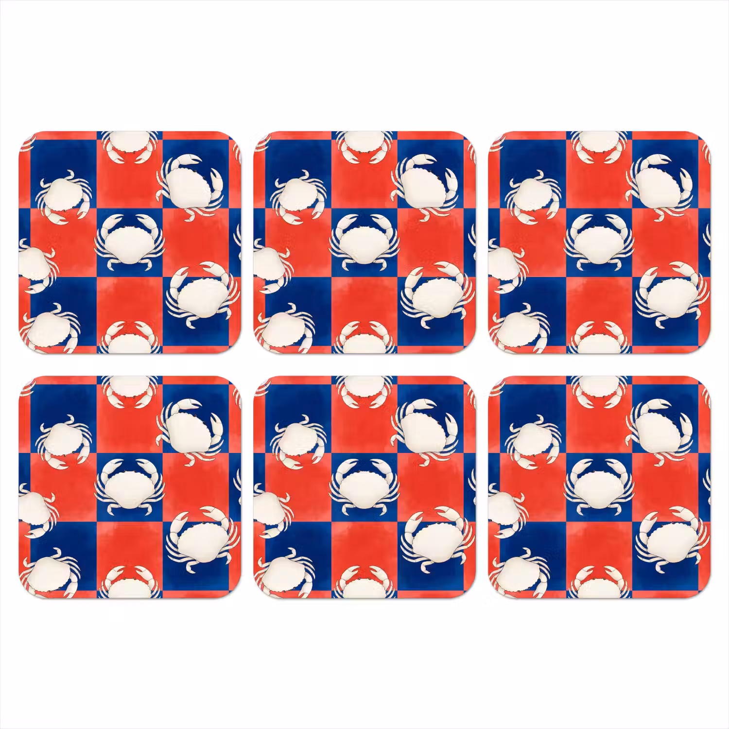 Patroon - Zeeleven - Rood - Blauw - Abstract onderzetter kurk middel -3d