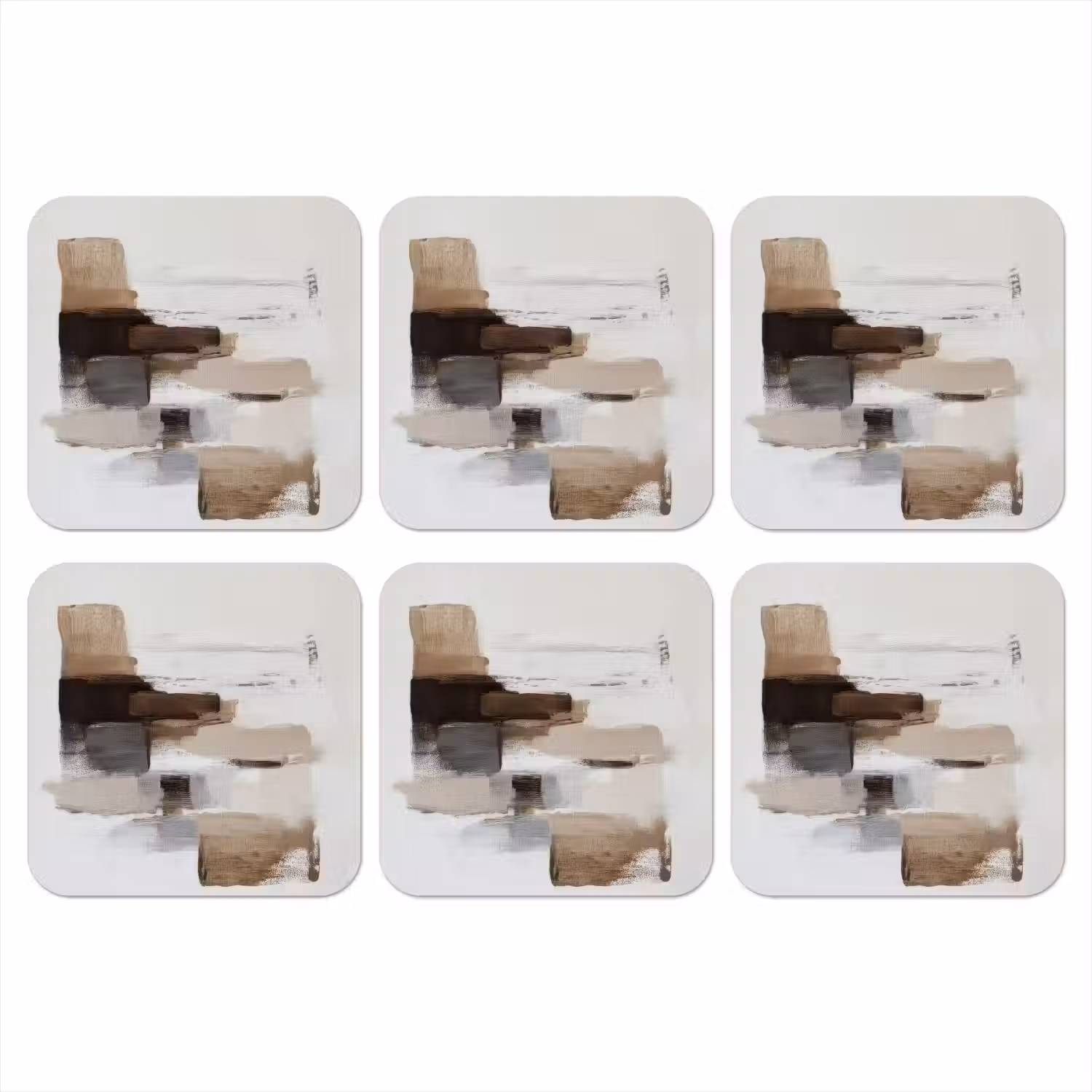 Penseelstreken - Balans - Beige - Bruin onderzetter kurk middel -3d
