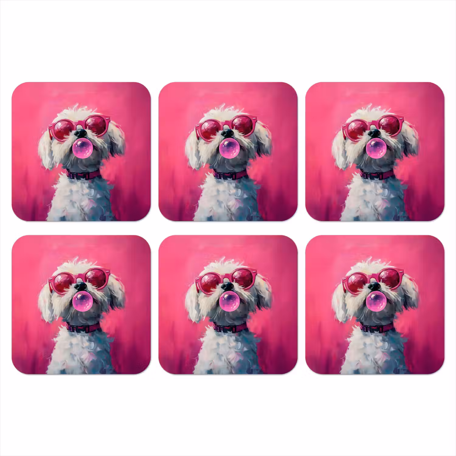 Pink - Hond - Bubbel onderzetter kurk middel -3d