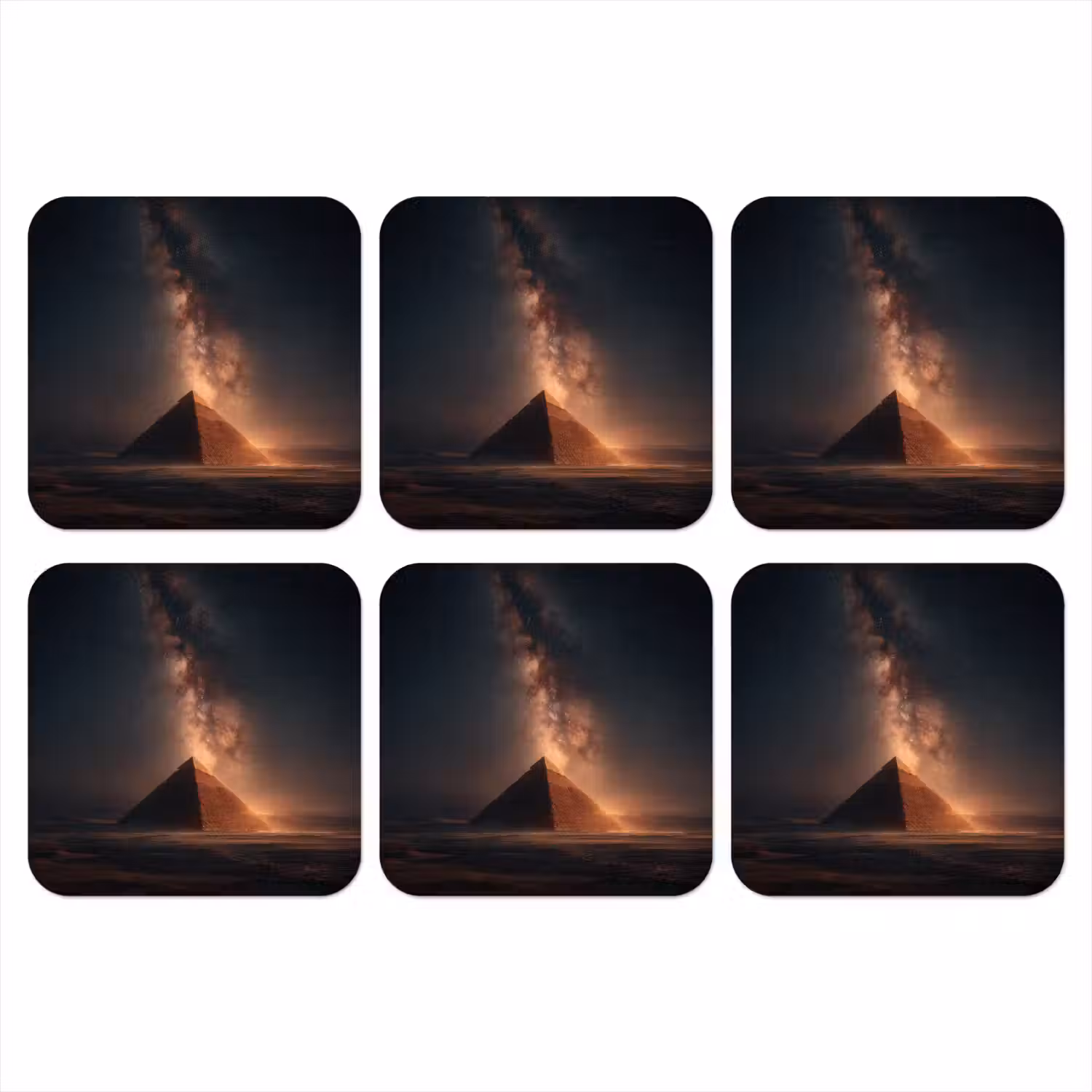 Piramide - Woestijn - Licht onderzetter kurk middel -3d