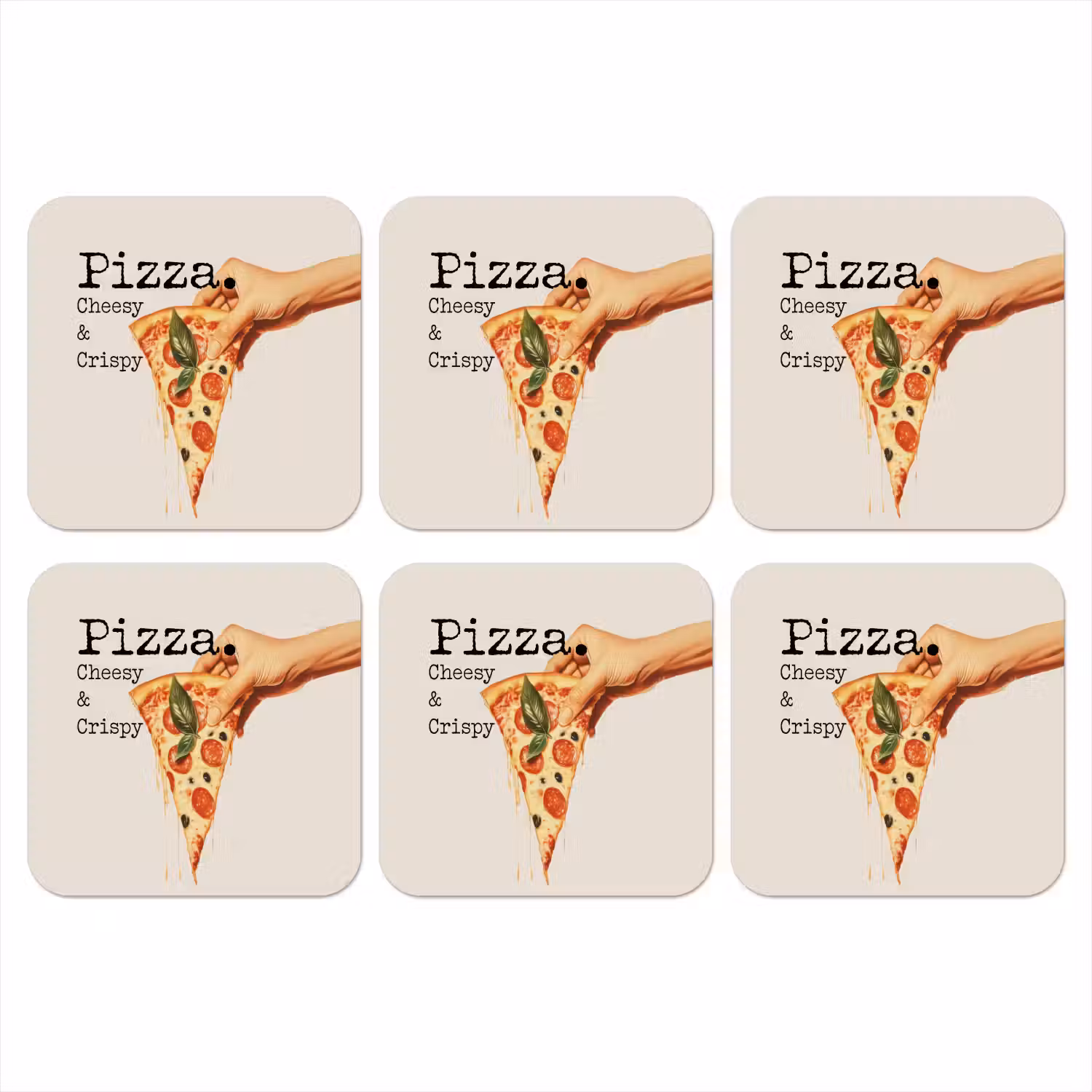 Pizza - Kaas - Pepperoni onderzetter kurk middel -3d
