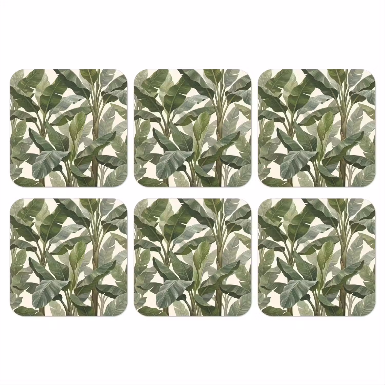 Planten - Bladeren - Tropisch - Groen onderzetter kurk middel -3d