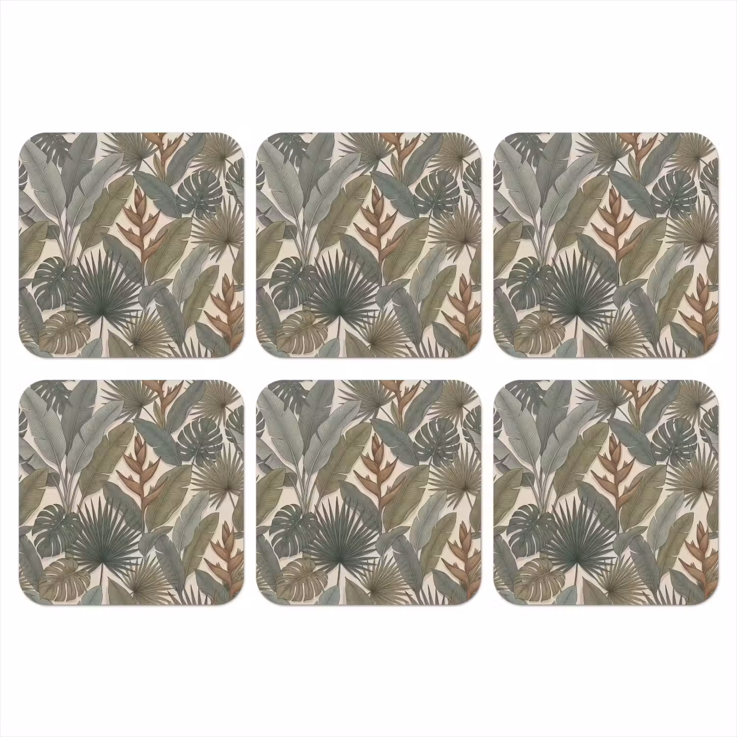 Planten - Tropisch - Natuur - Illustratie - Groen onderzetter kurk middel -3d