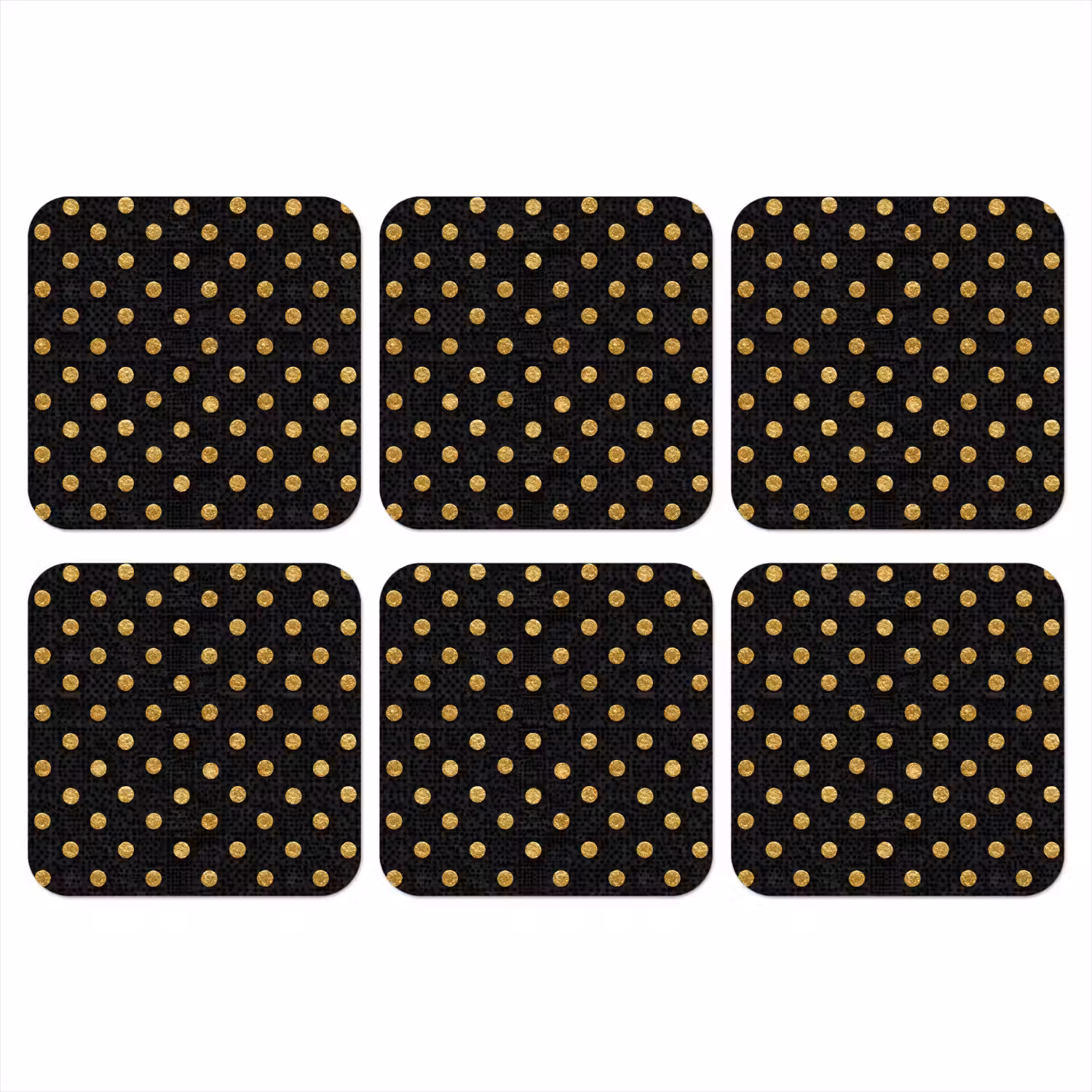 Polka Dot - Stippen - Goud - Zwart onderzetter kurk middel 366 -3d