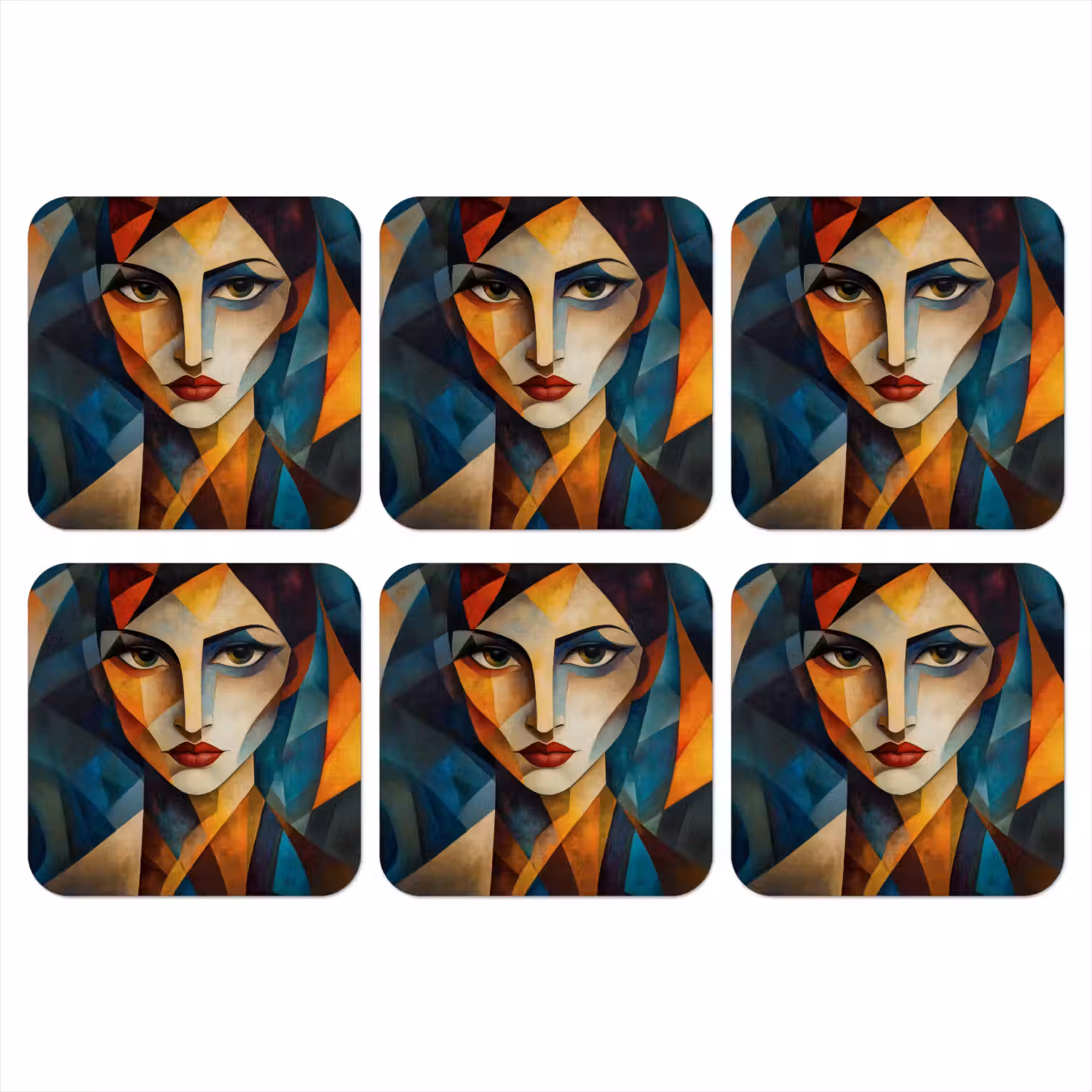 Portret - Abstract - Vormen onderzetter kurk middel -3d