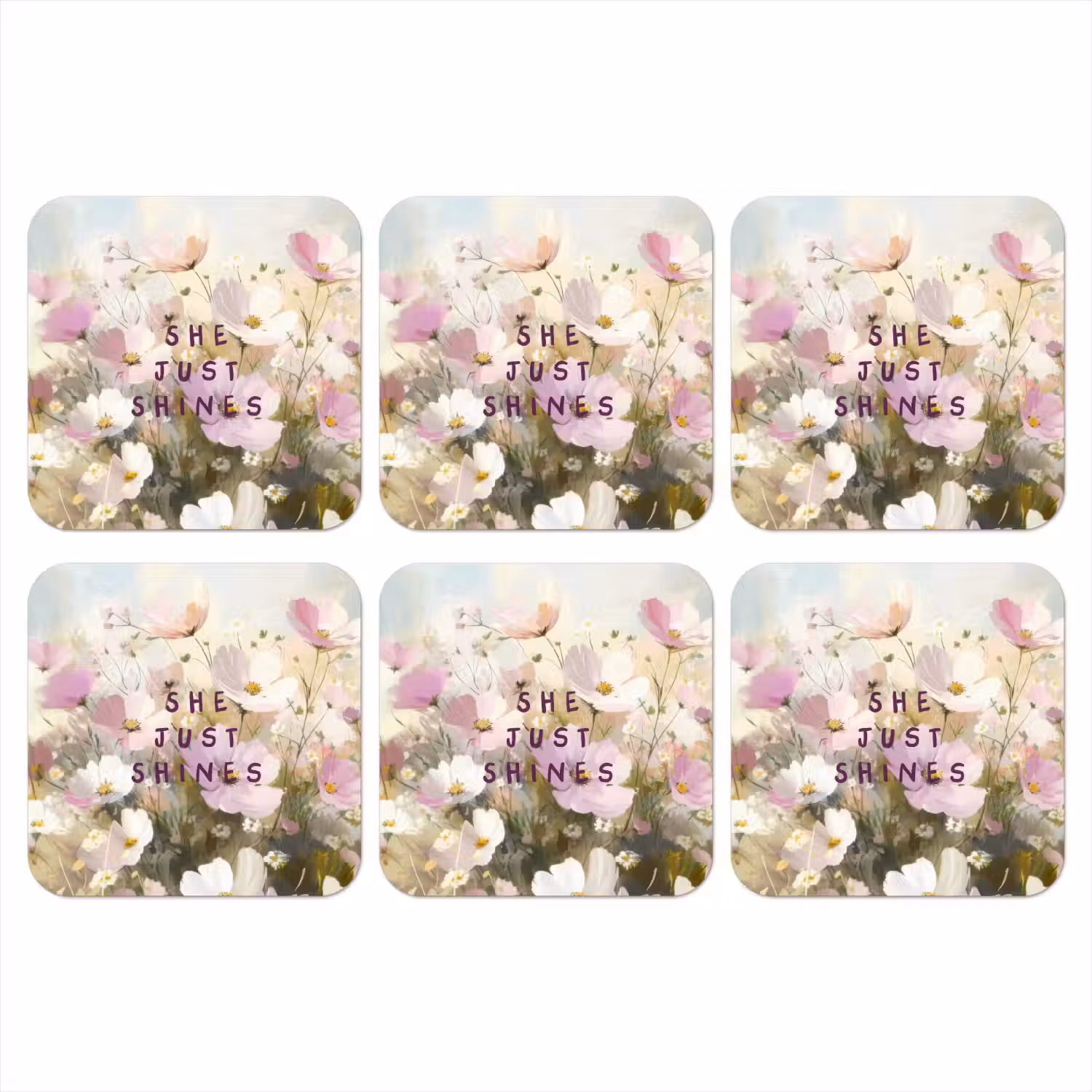 Quote - Bloemen - Schilderachtig onderzetter kurk middel -3d